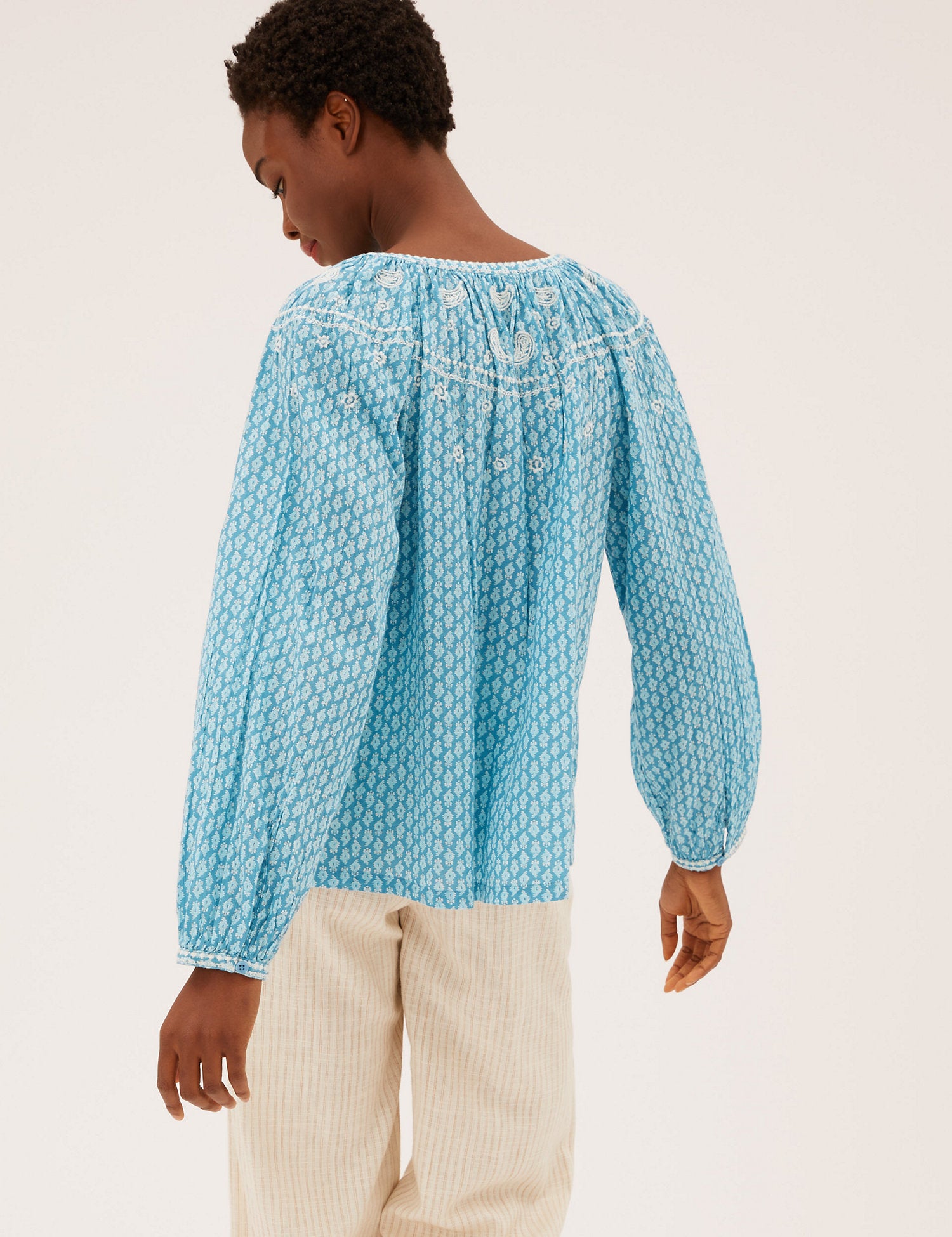 Pure Cotton Printed Long Sleeve Blouse