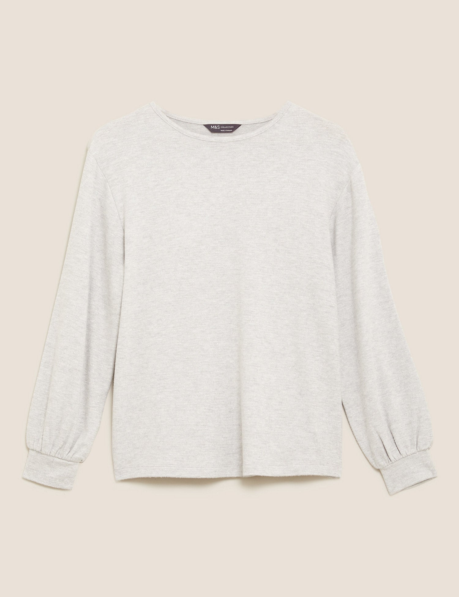 Sparkly Crew Neck Relaxed Long Sleeve Top