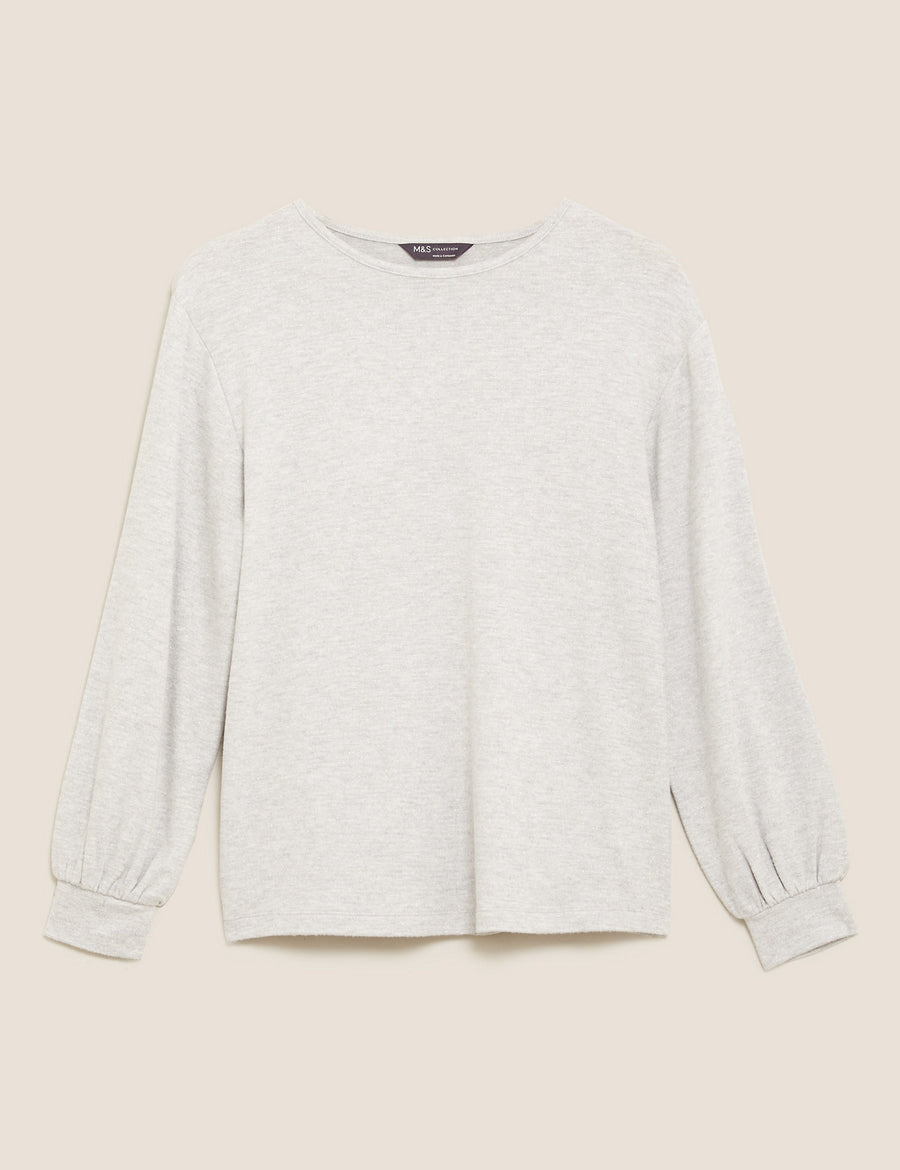 Sparkly Crew Neck Relaxed Long Sleeve Top