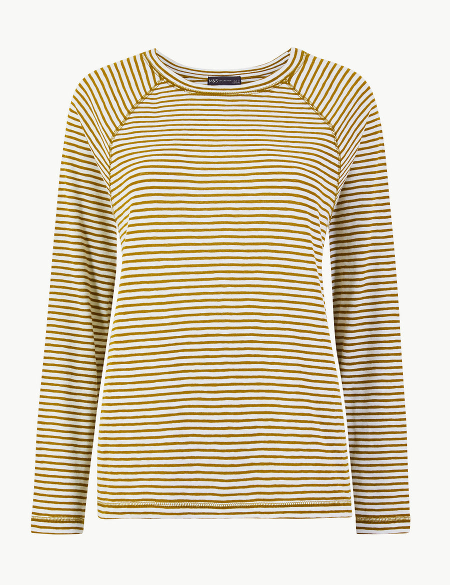 Cotton Rich Striped Regular Fit Top