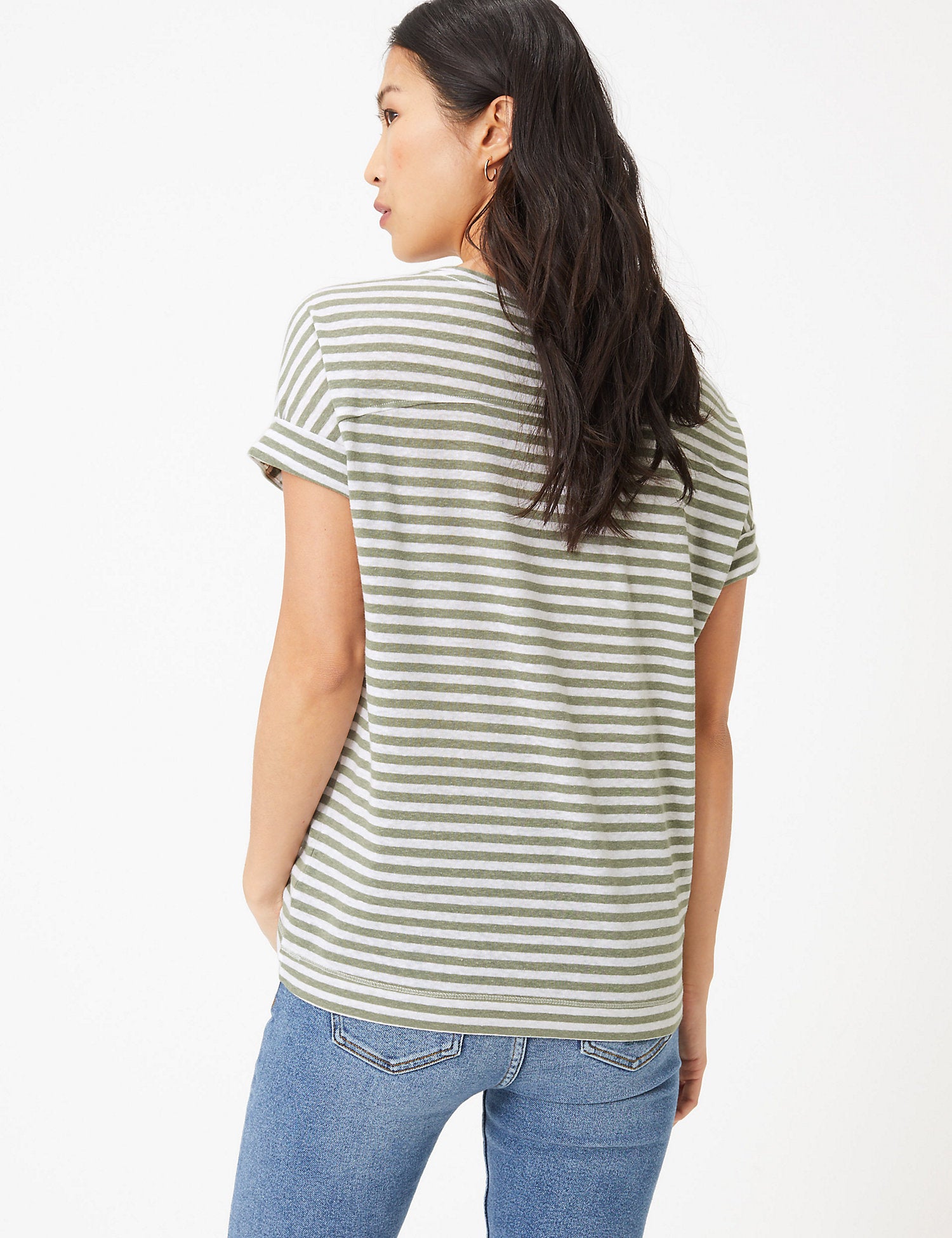 Linen Striped Relaxed T-Shirt