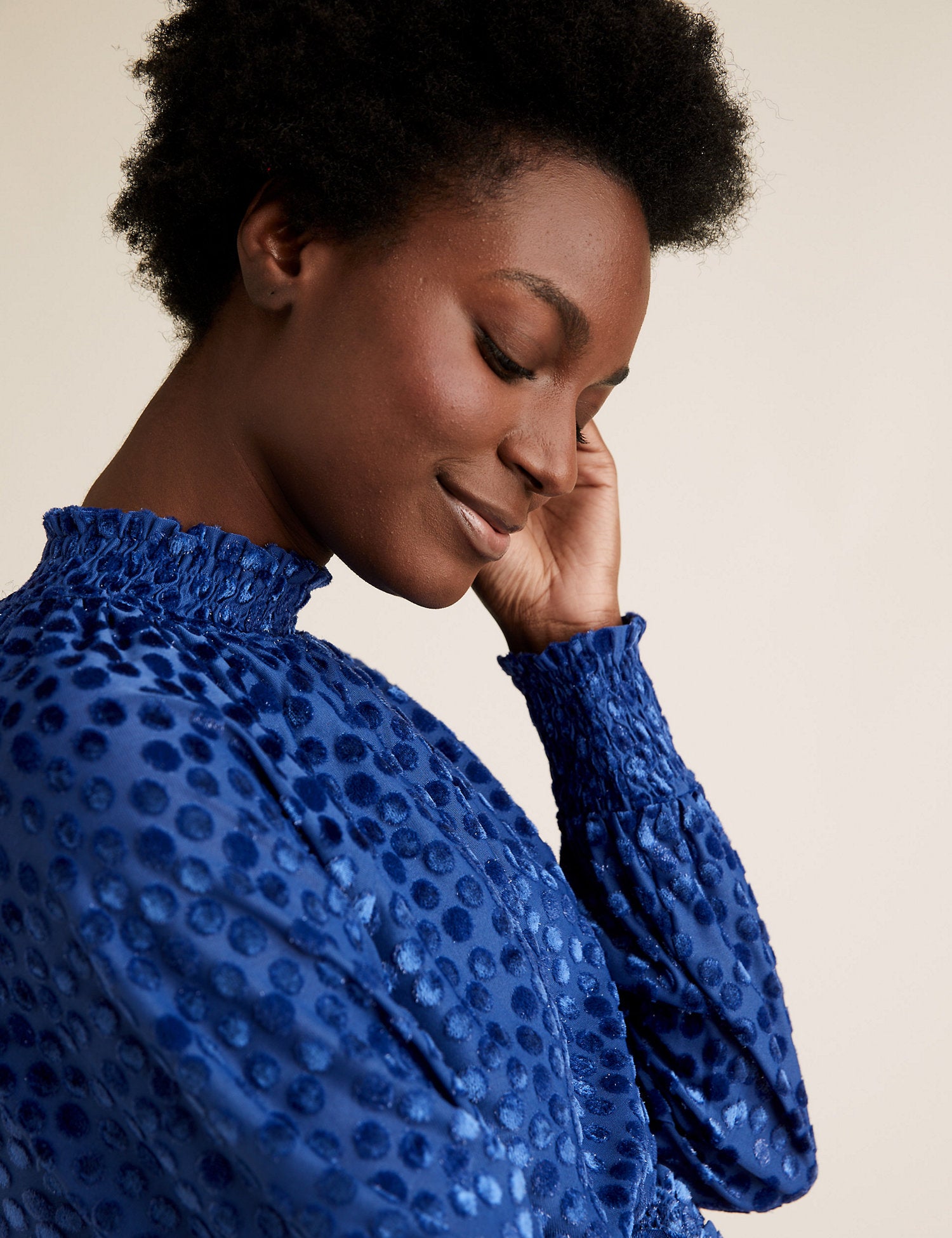 Devore Polka Dot High Neck Relaxed Top