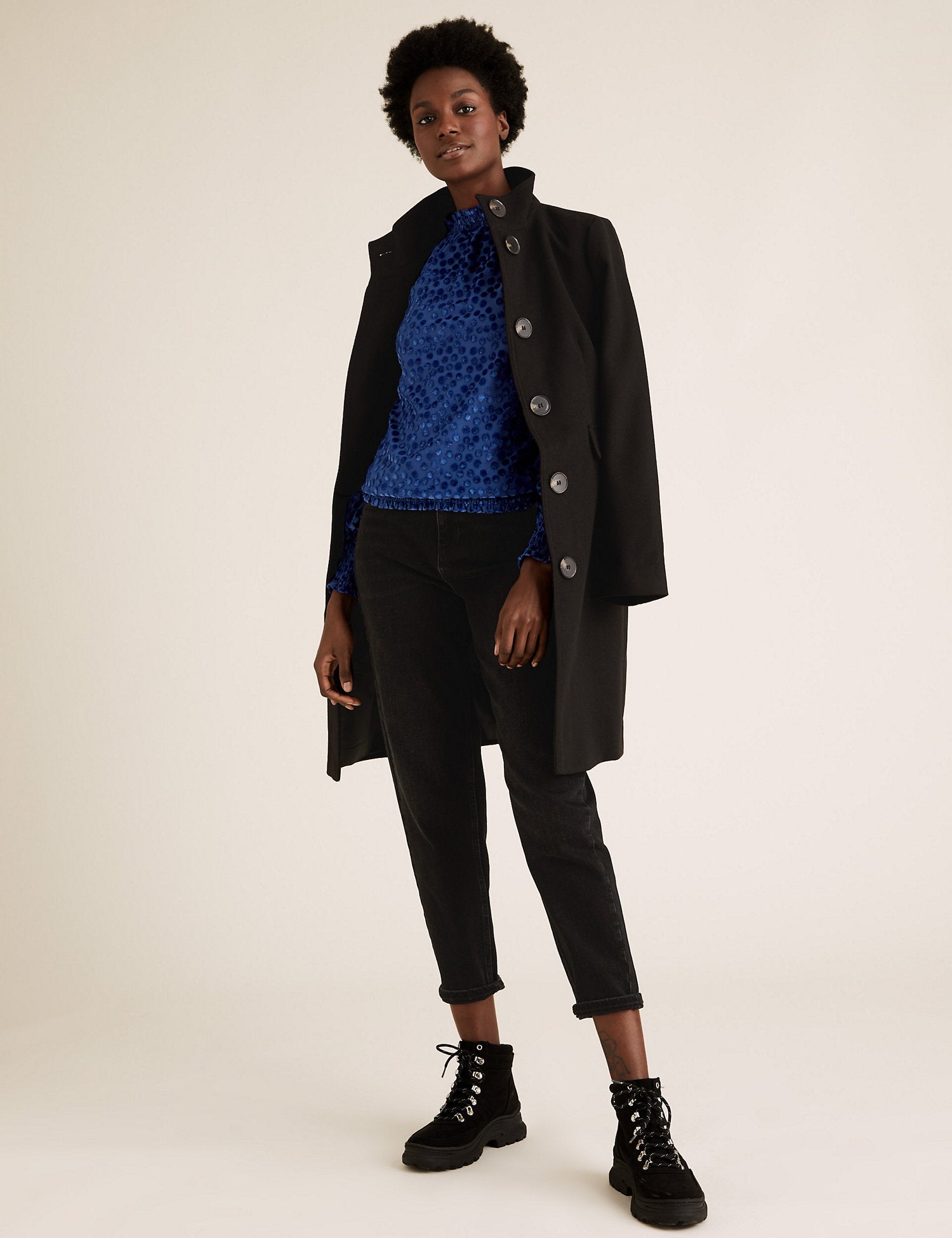 Devore Polka Dot High Neck Relaxed Top