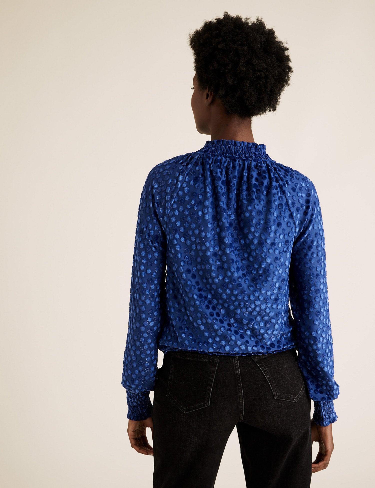 Devore Polka Dot High Neck Relaxed Top