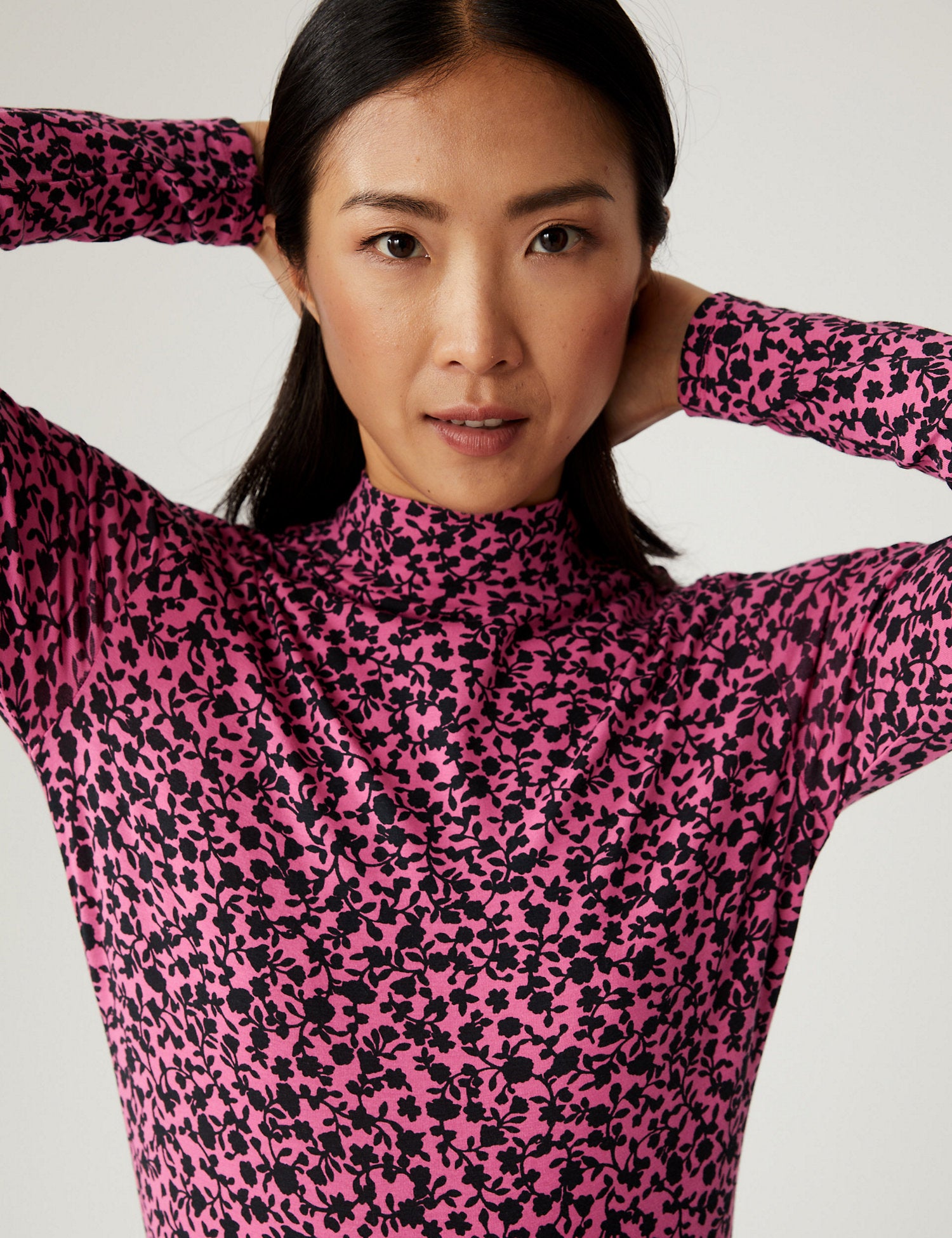 Cotton Rich Printed Funnel Neck Top
