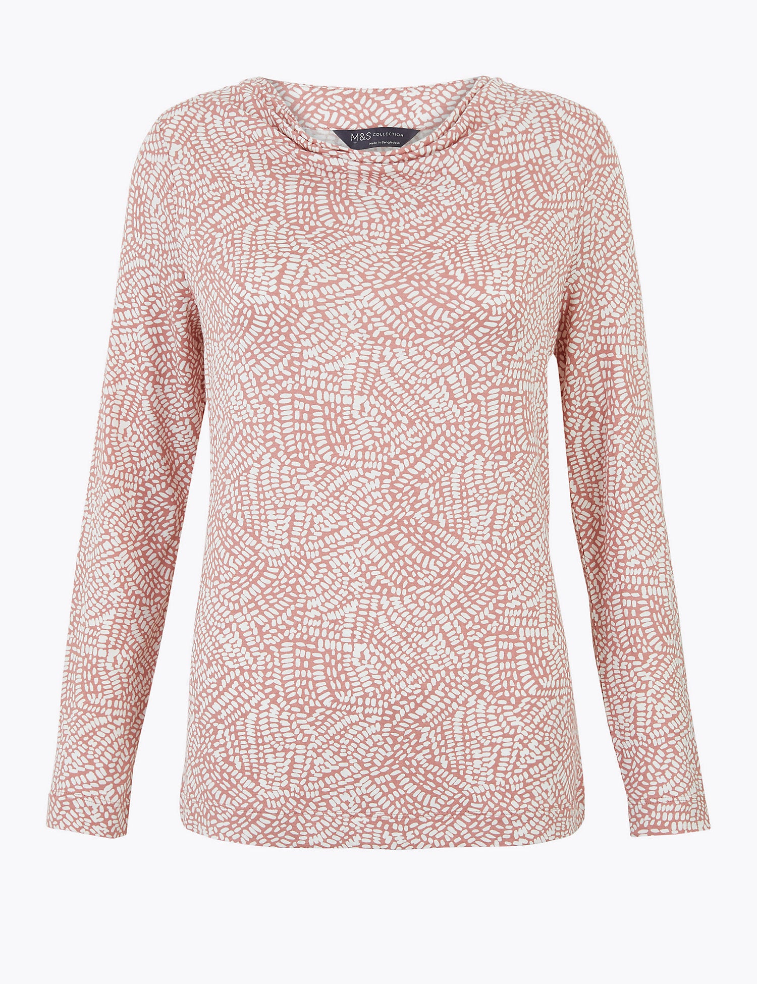 Printed Cowl Neck Long Sleeve Top