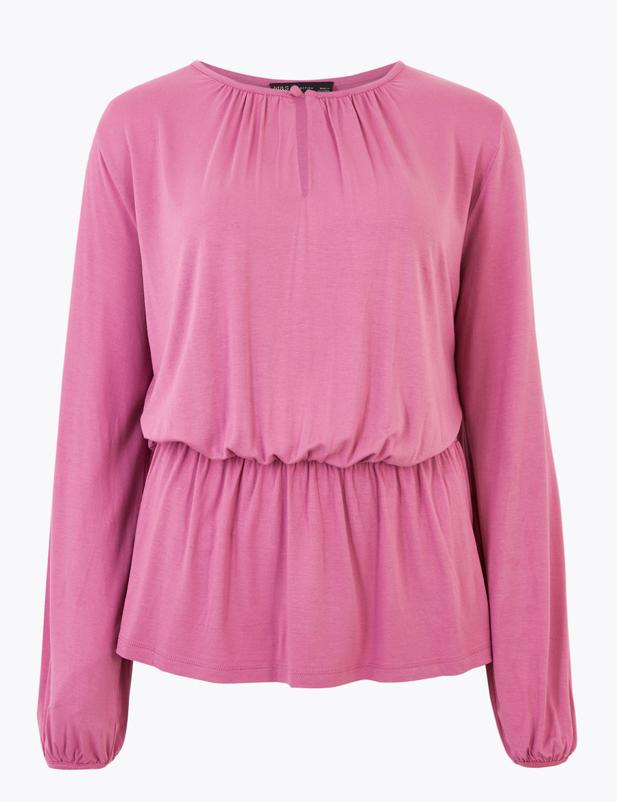 Waisted Long Sleeve Blouse