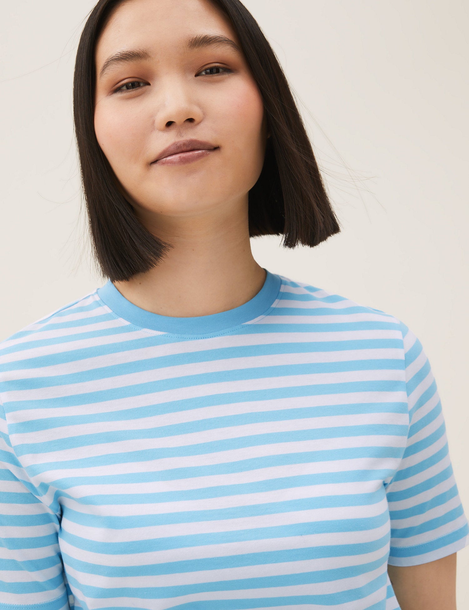 Pure Cotton Striped Crew Neck T-Shirt