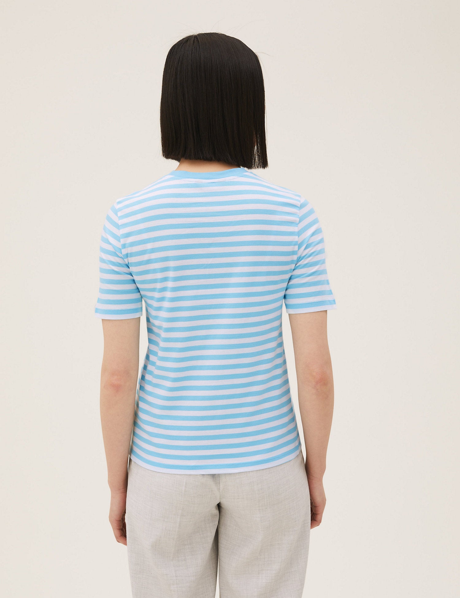 Pure Cotton Striped Crew Neck T-Shirt