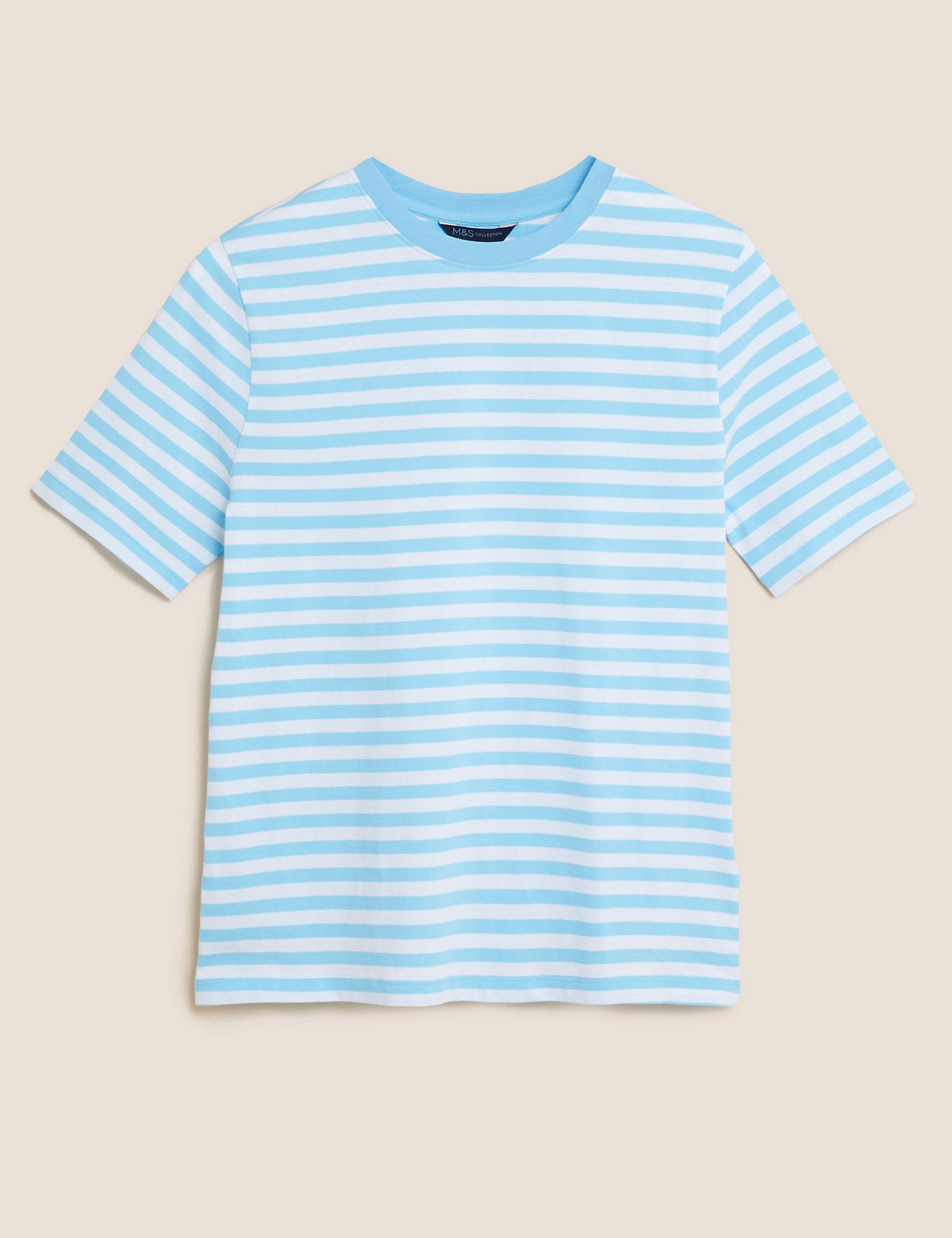 Pure Cotton Striped Crew Neck T-Shirt