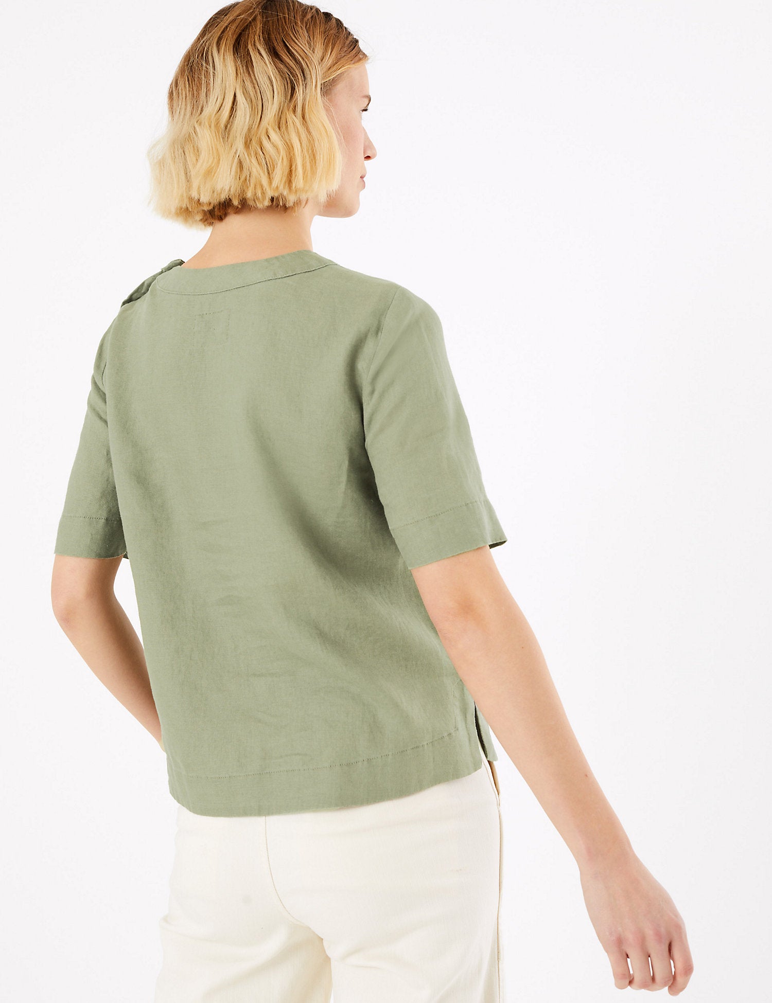 Pure Linen Button Detailed Blouse