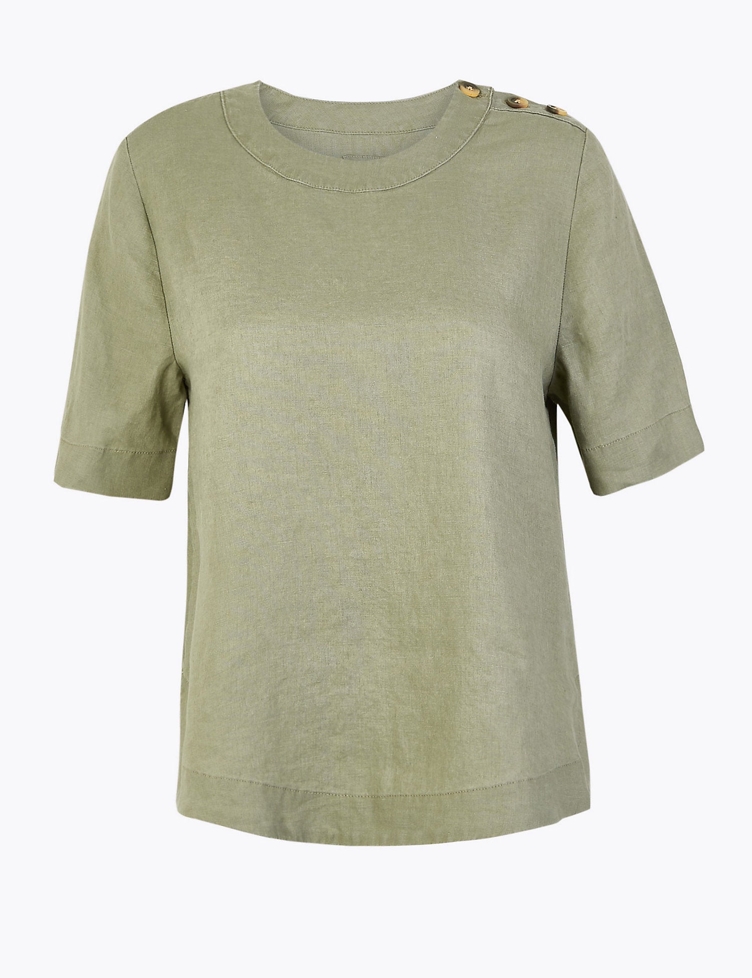 Pure Linen Button Detailed Blouse