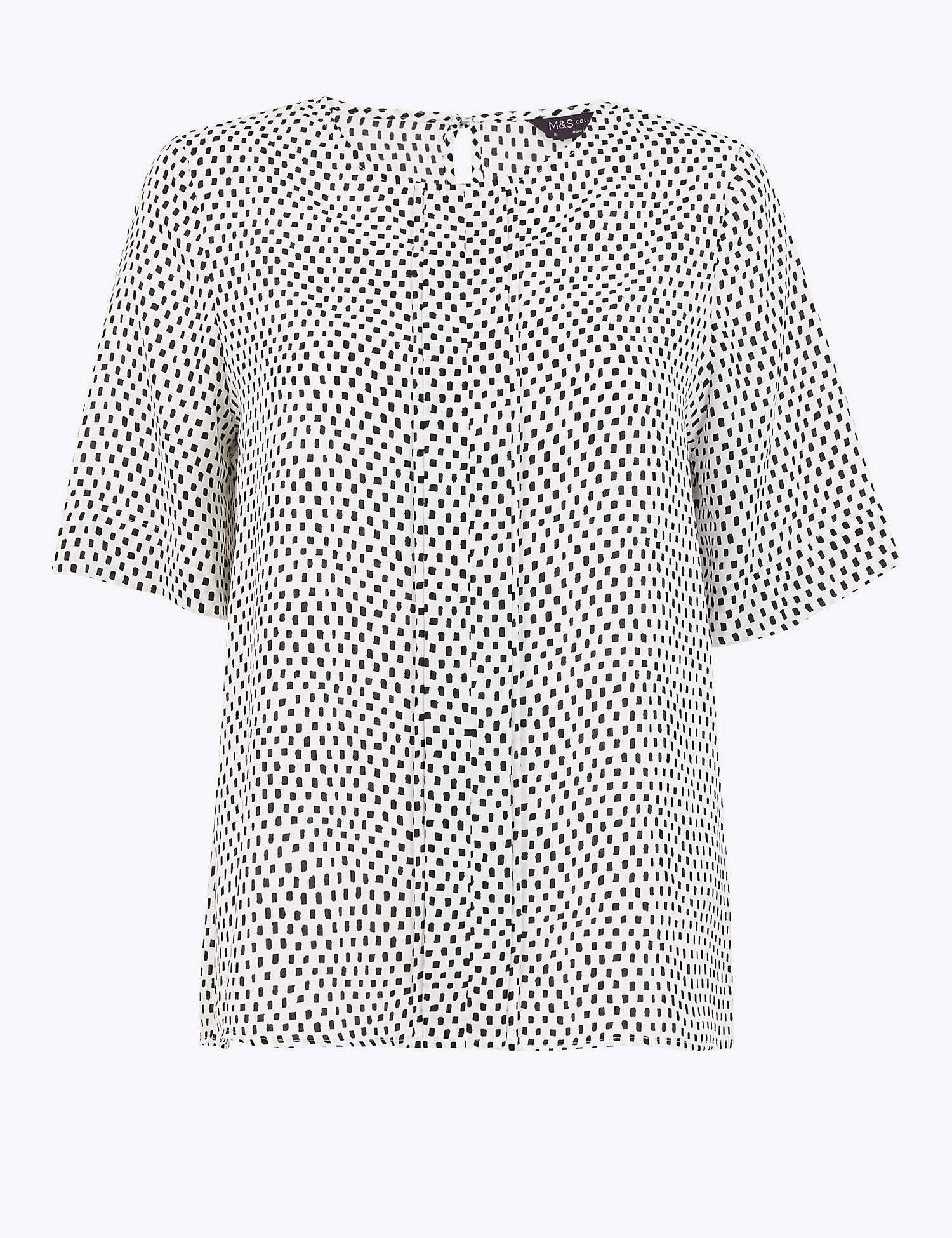 Printed Short Sleeve Blouse