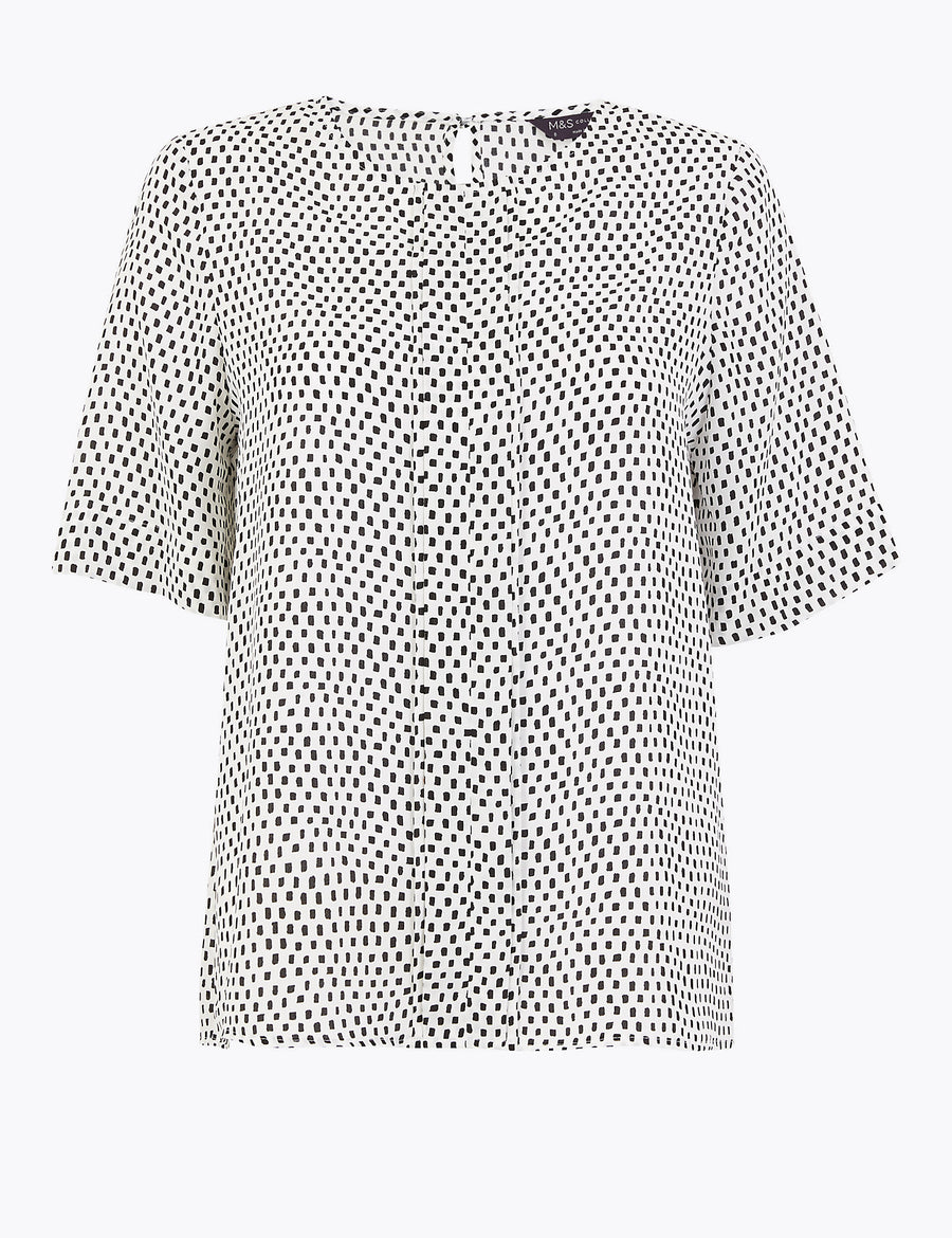 Printed Short Sleeve Blouse