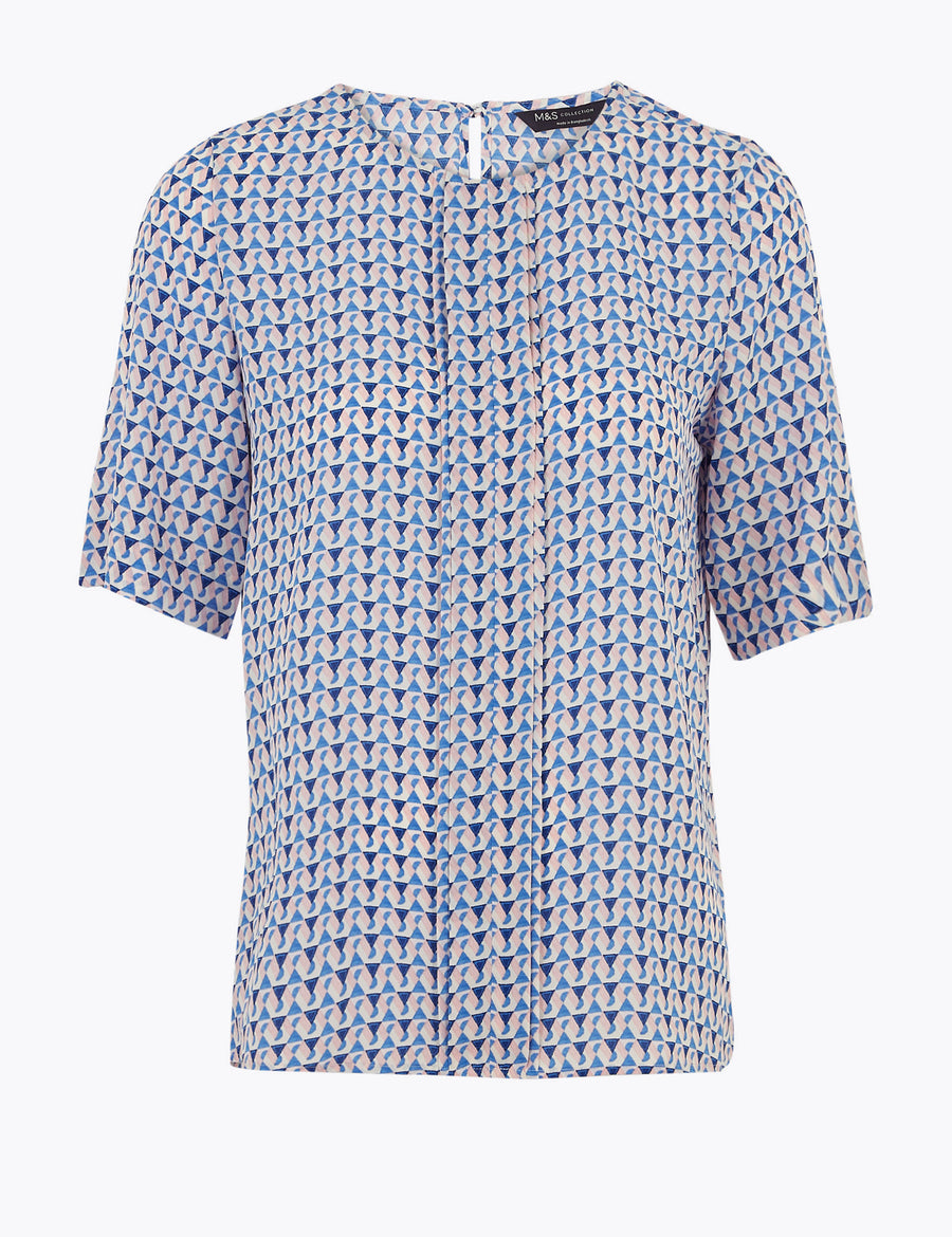 Geometric Short Sleeve Blouse