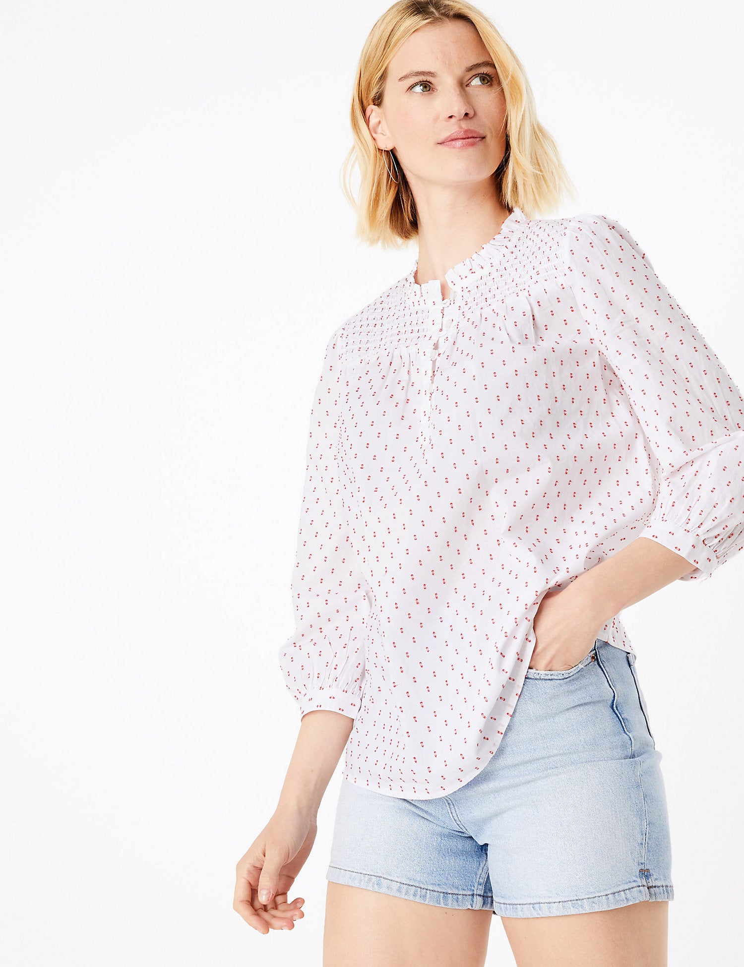 Cotton Printed Long Sleeve Blouse
