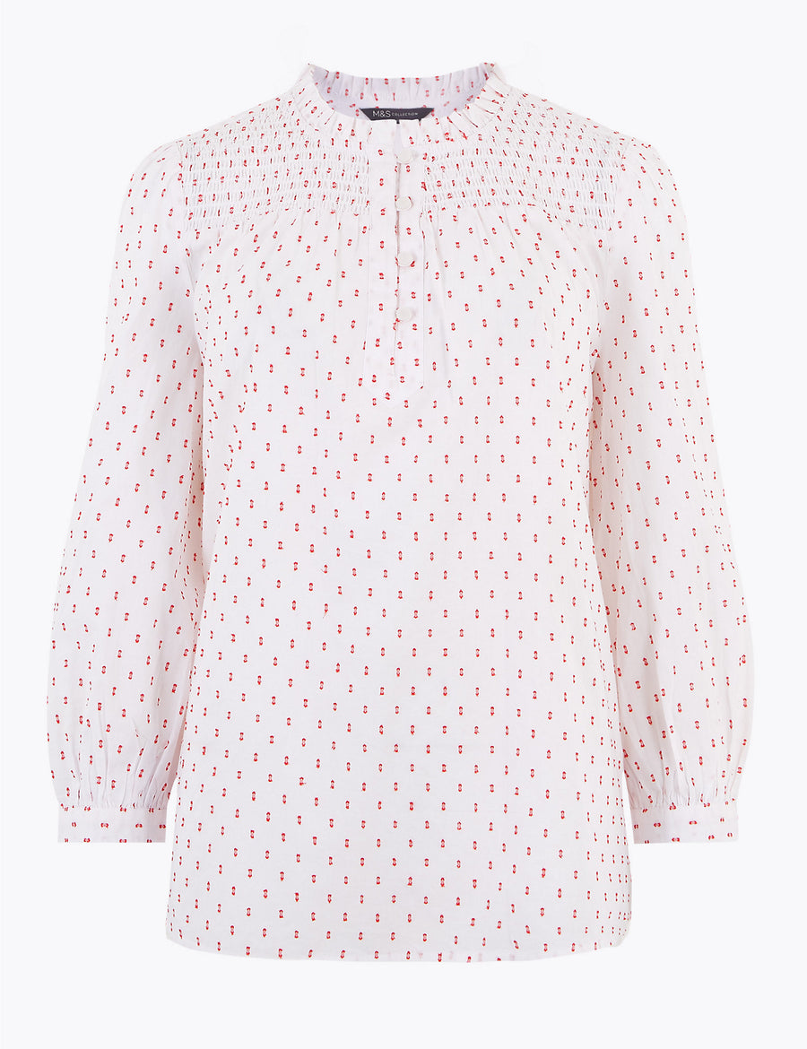 Cotton Printed Long Sleeve Blouse