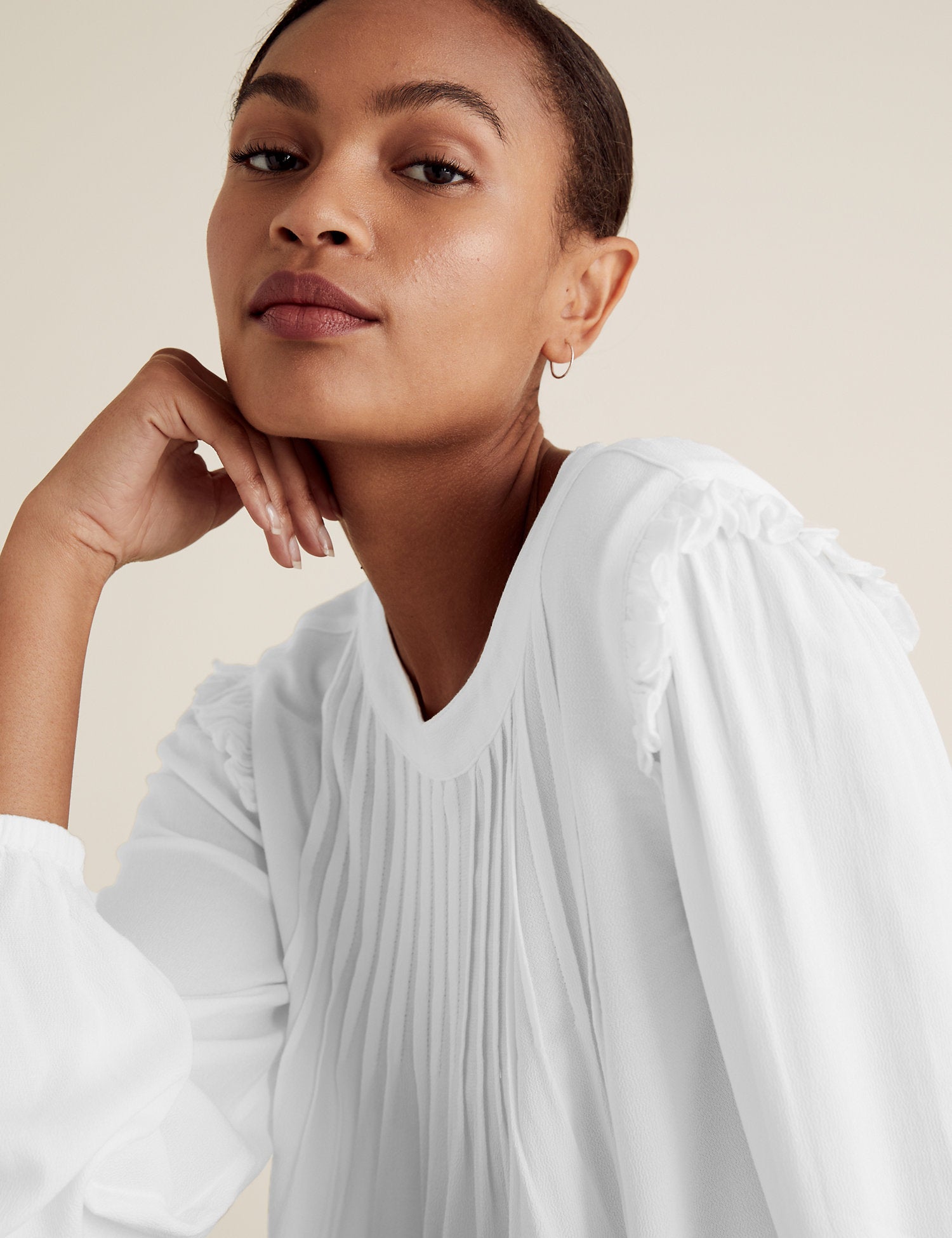 Pintuck Long Sleeve Blouse