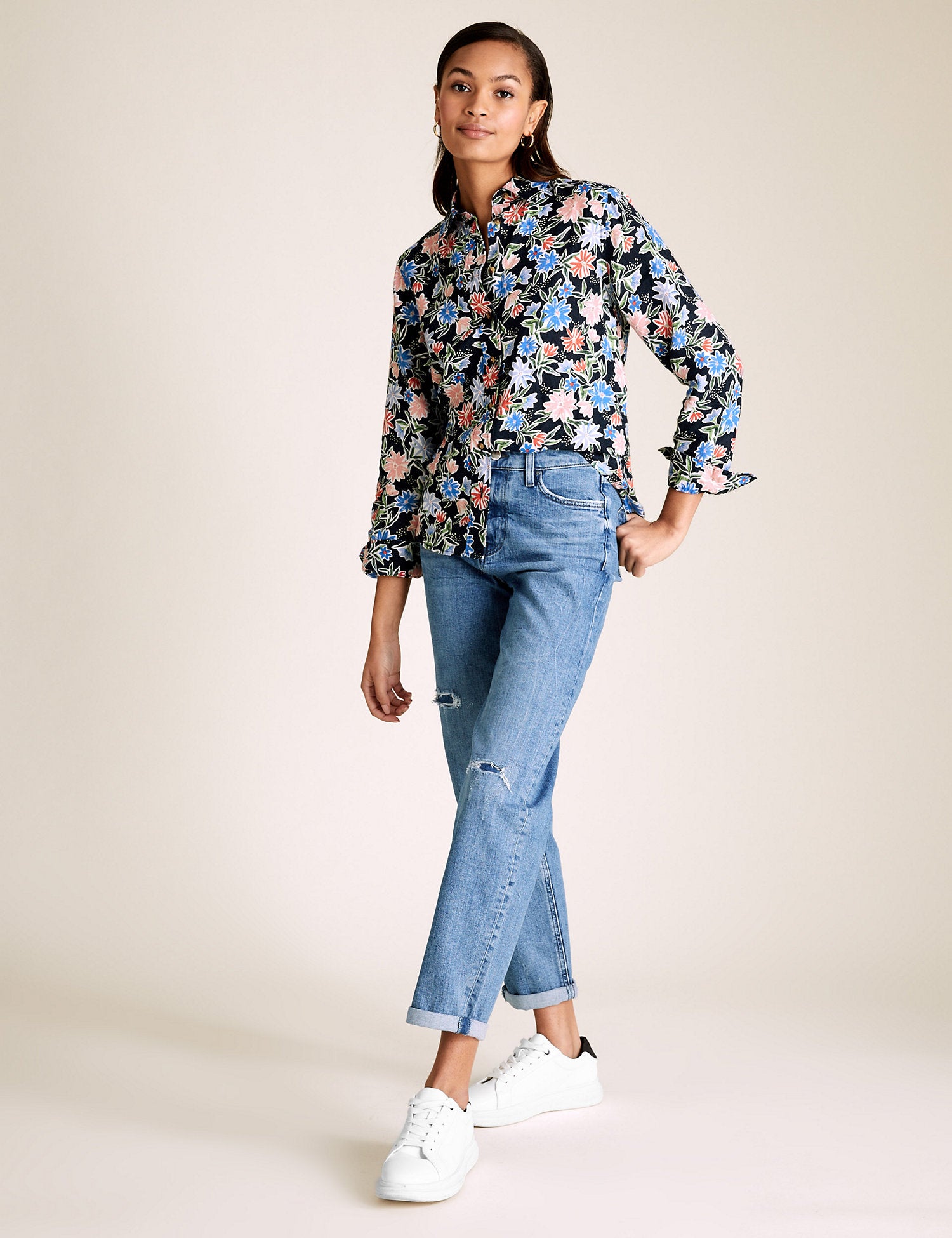 Pure Linen Floral Long Sleeve Shirt