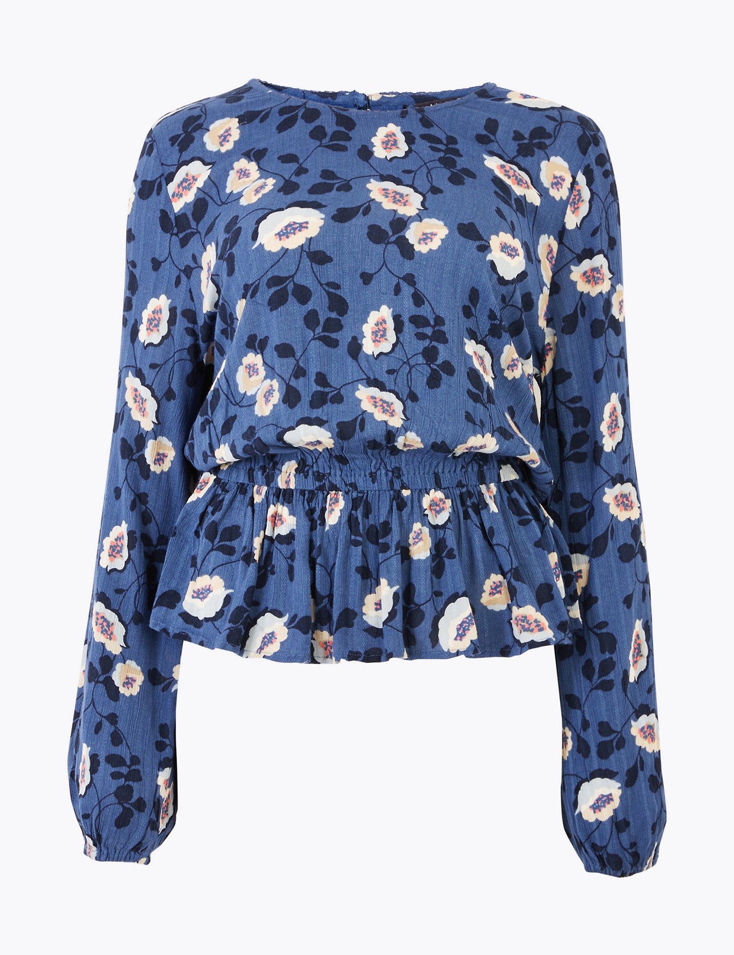 Floral Waisted Long Sleeve Blouse