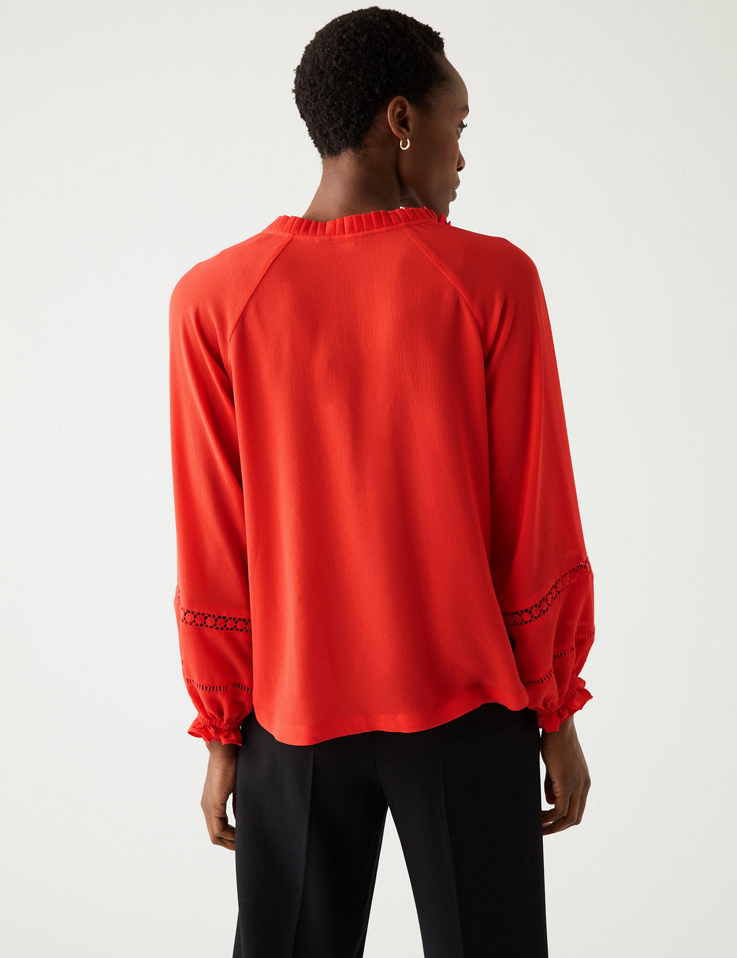 Frill V-Neck Popover Blouse
