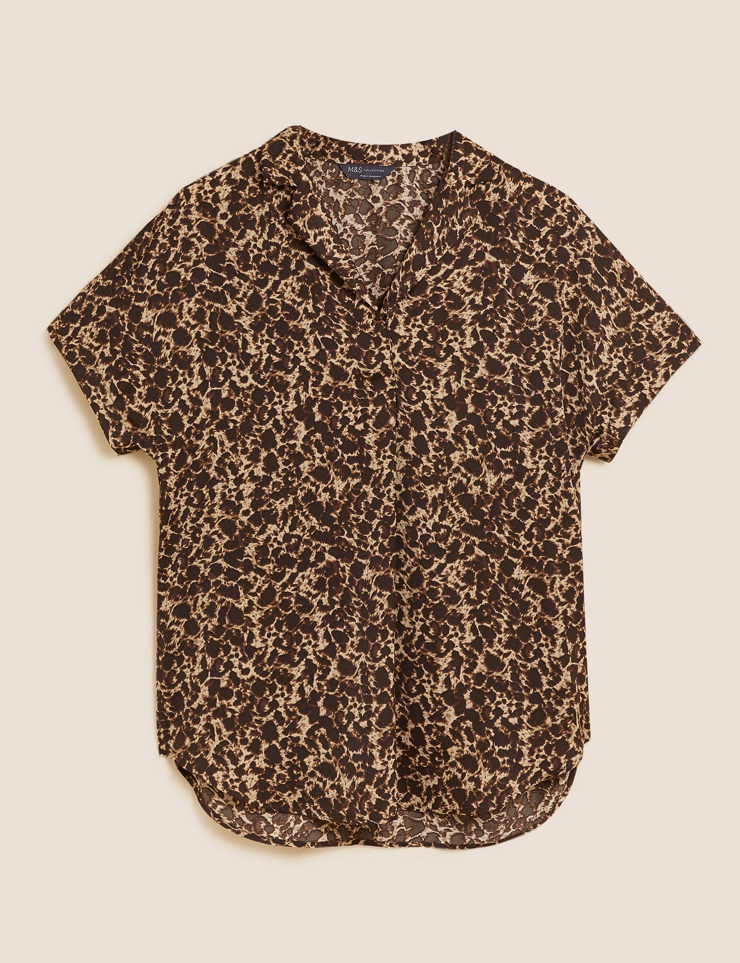 Animal Print Short Sleeve Popover Blouse