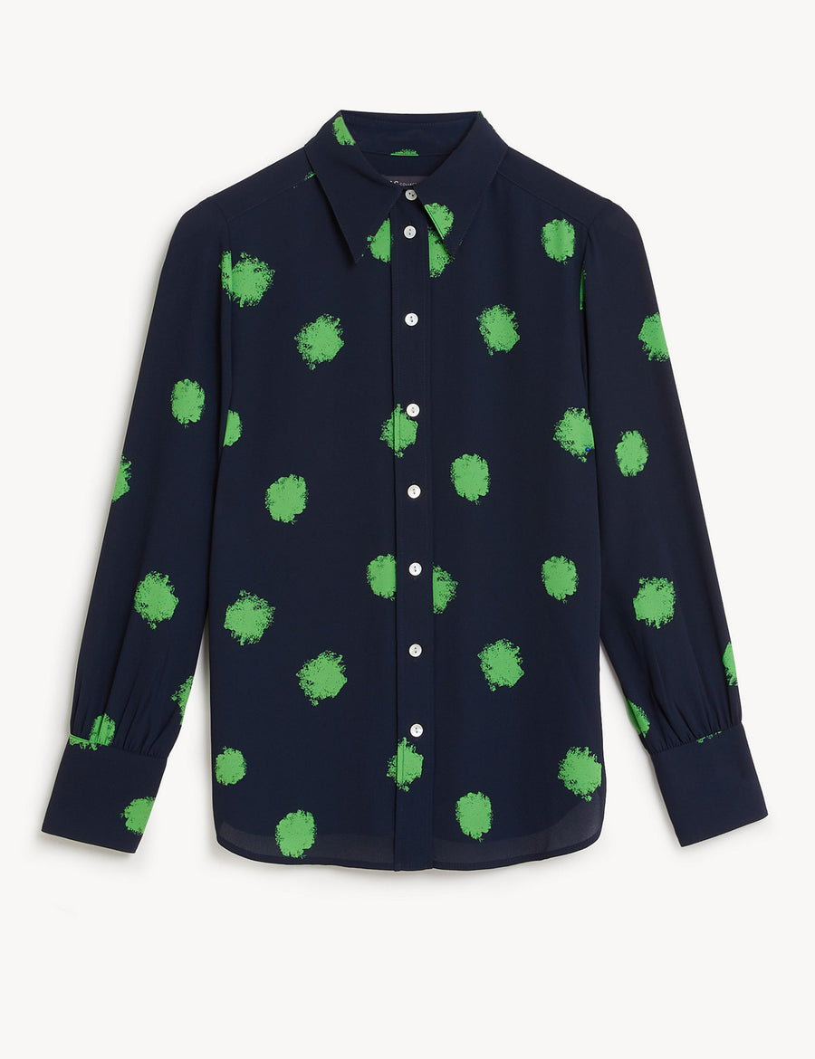 Printed Collared Long Sleeve Shirt