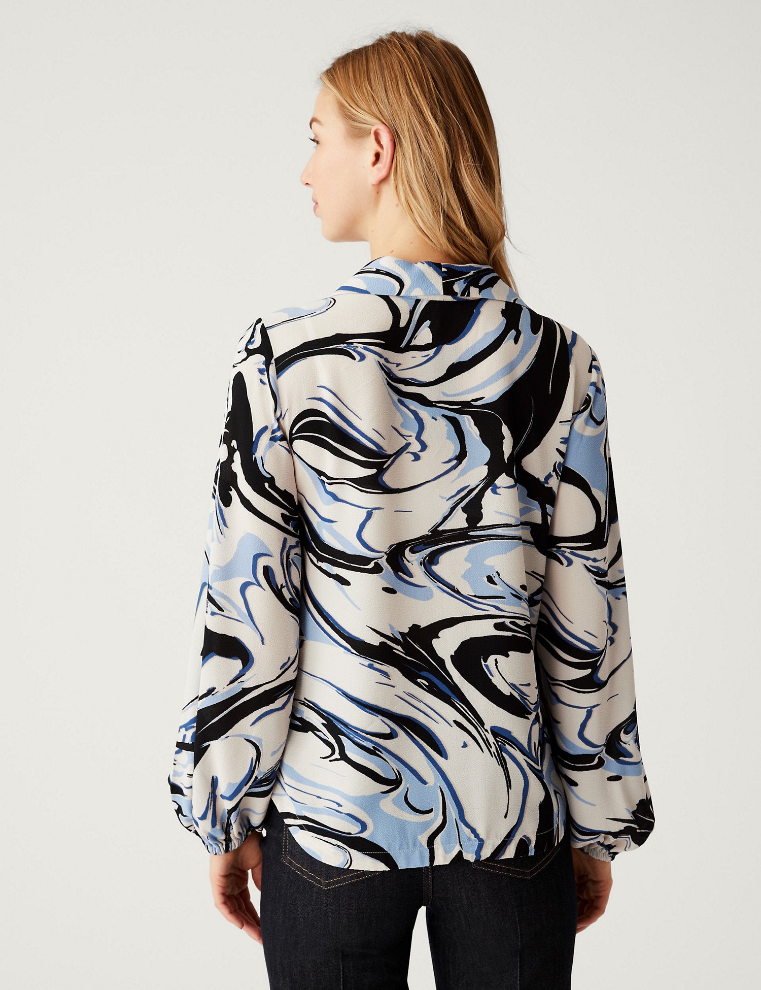 Printed Tie Neck Blouse