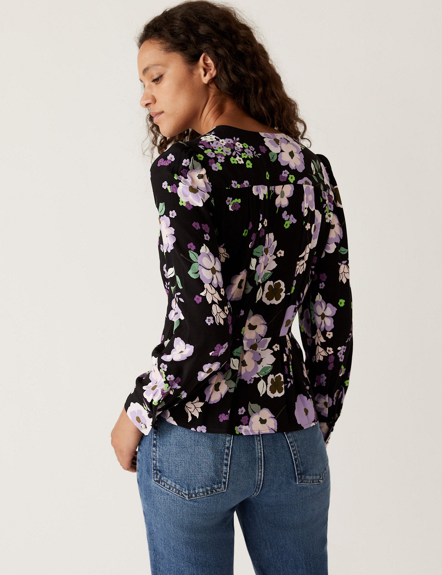 Floral Print V-Neck Blouse