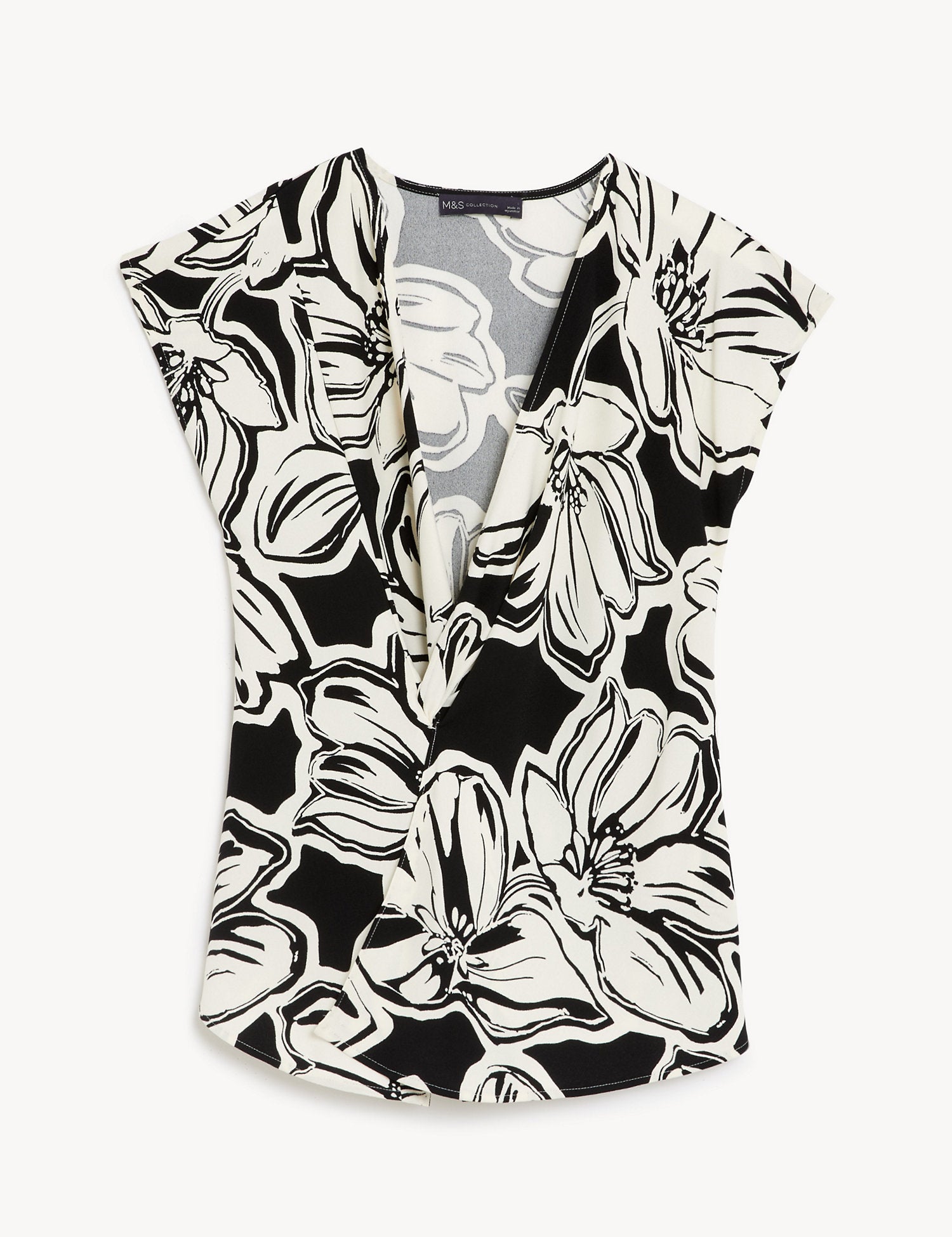 Floral V-Neck Knot Front Blouse