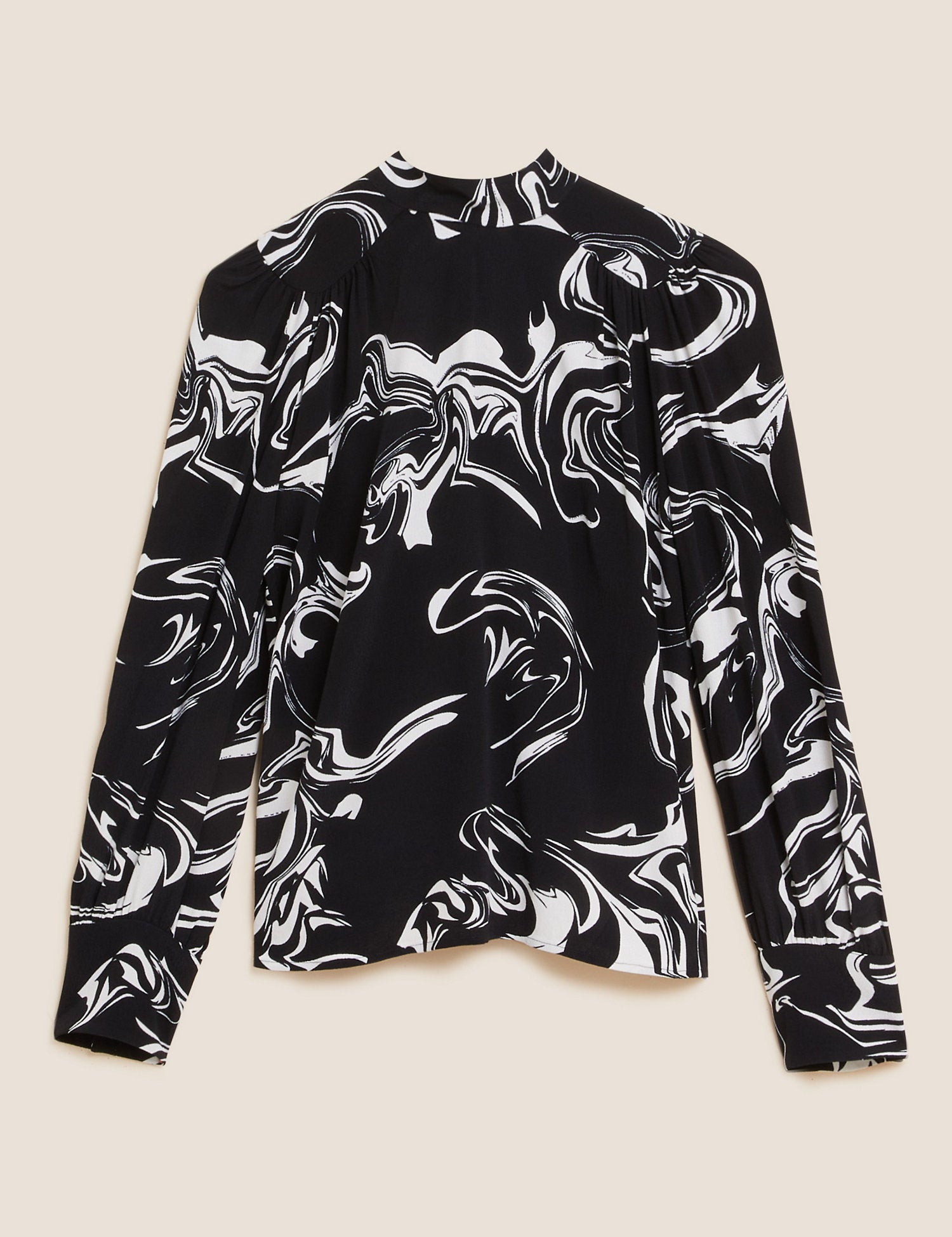 Printed Tie Neck Long Sleeve Blouse