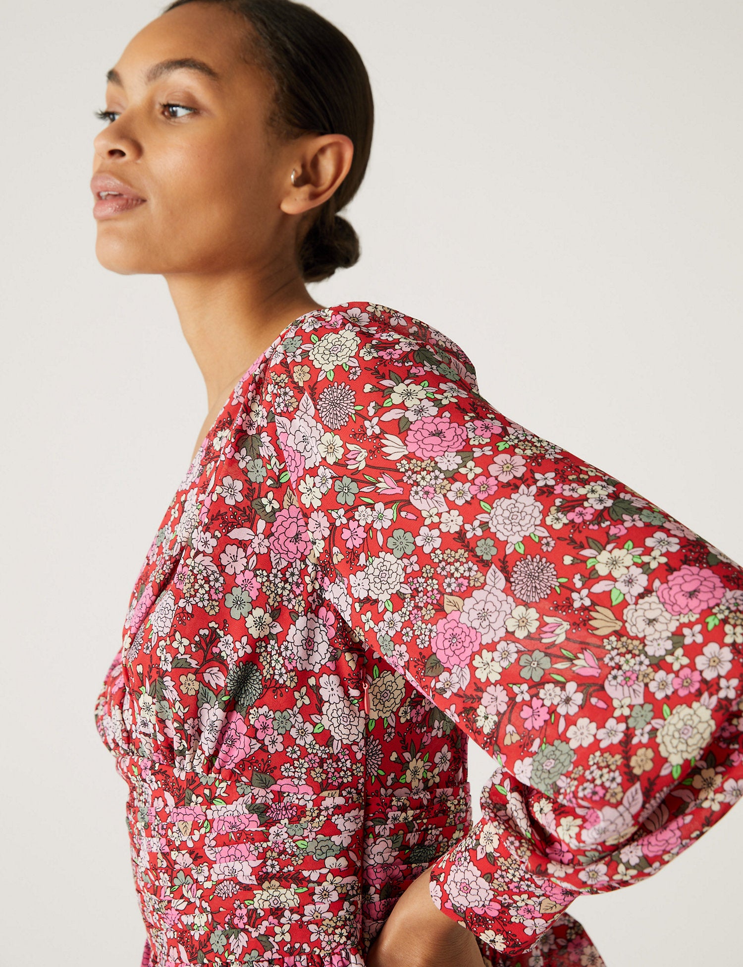 Printed V-Neck Blouse