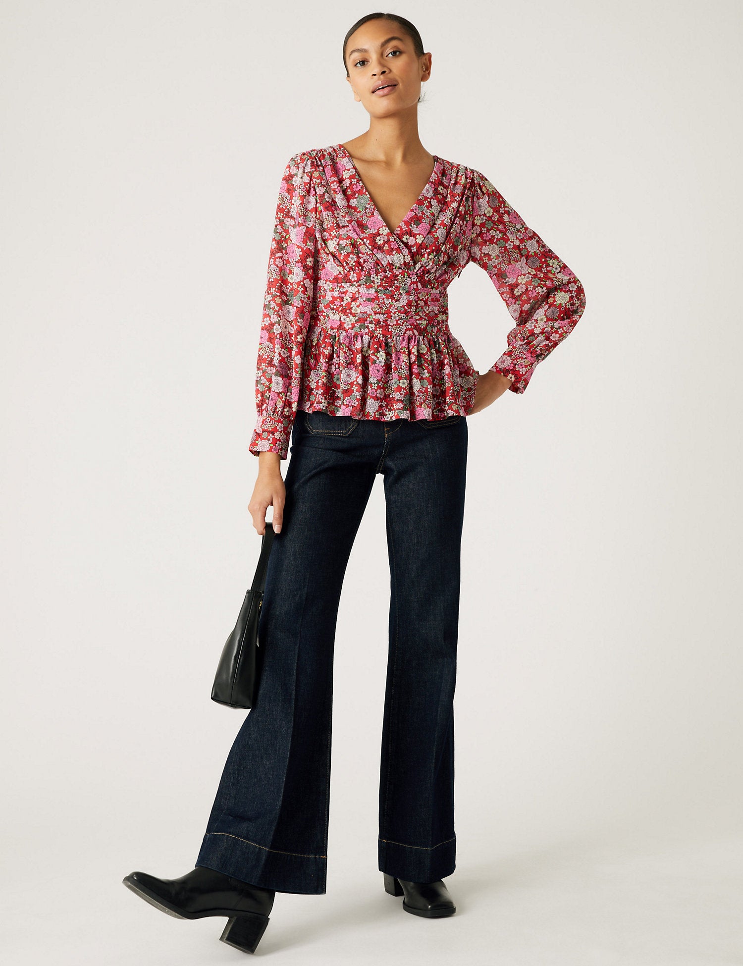 Printed V-Neck Blouse