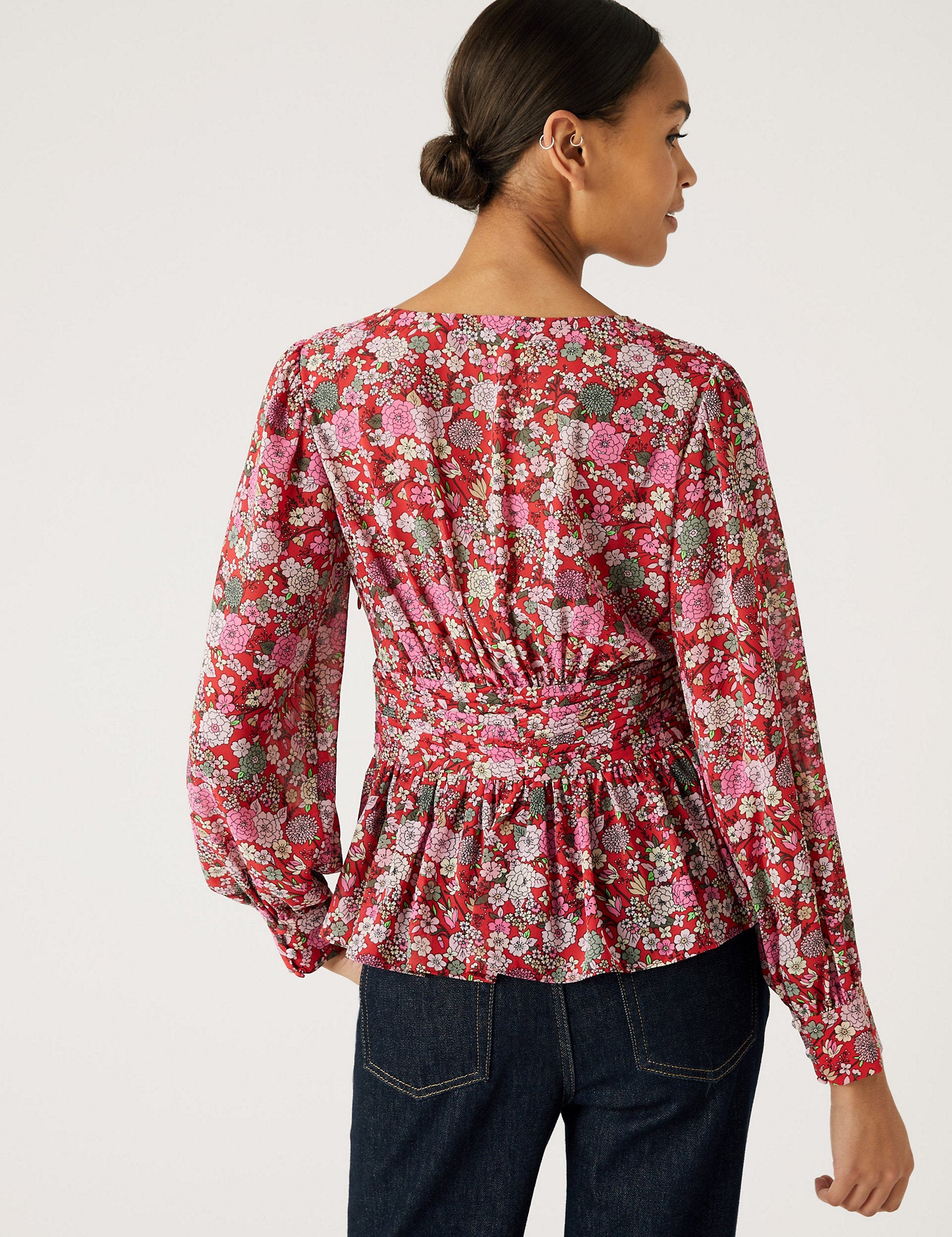 Printed V-Neck Blouse