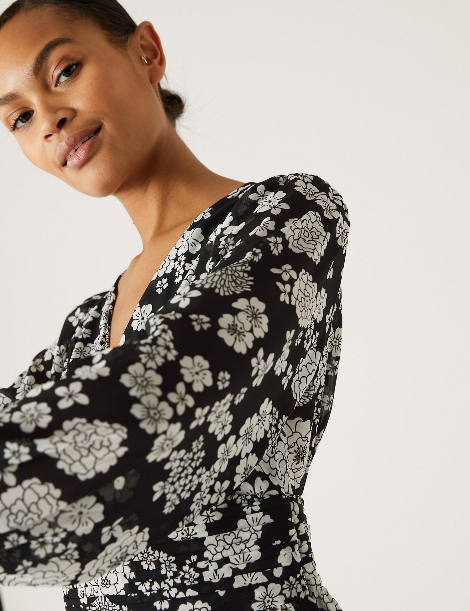 Printed V-Neck Blouse