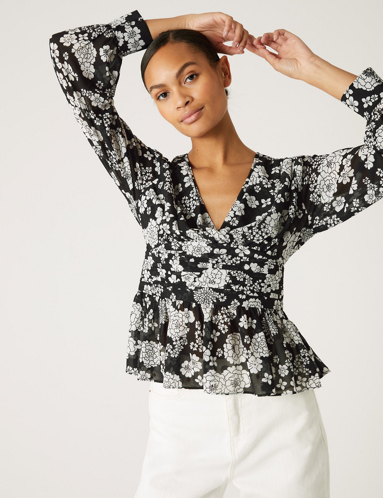 Printed V-Neck Blouse
