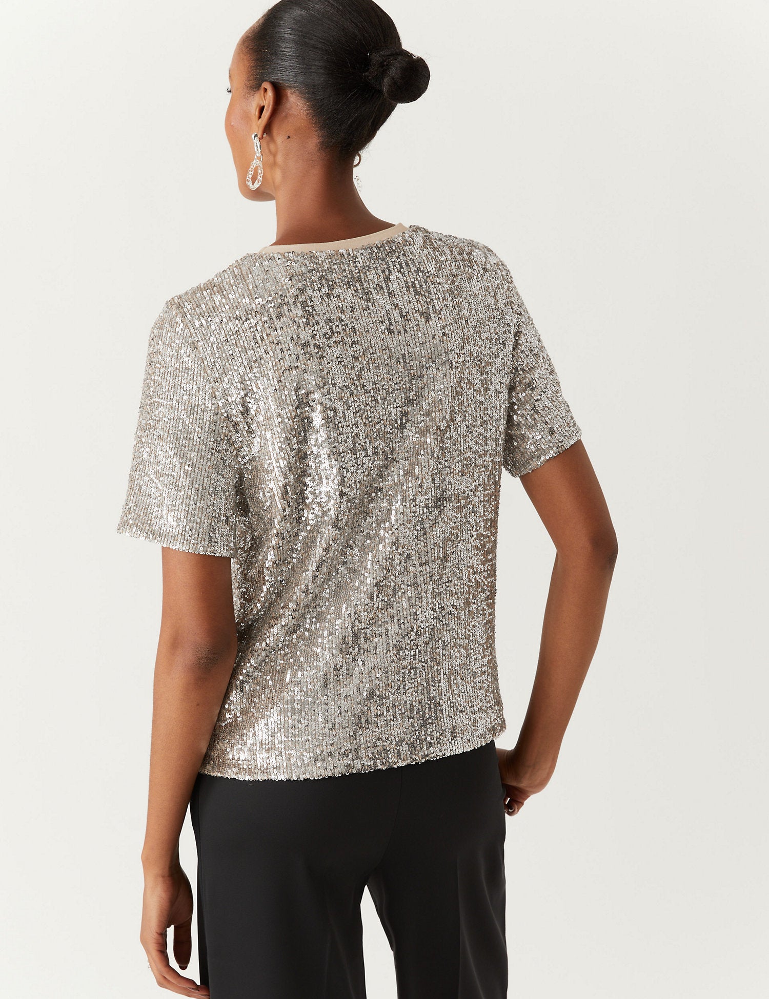 Sequin Round Neck Regular Fit Top