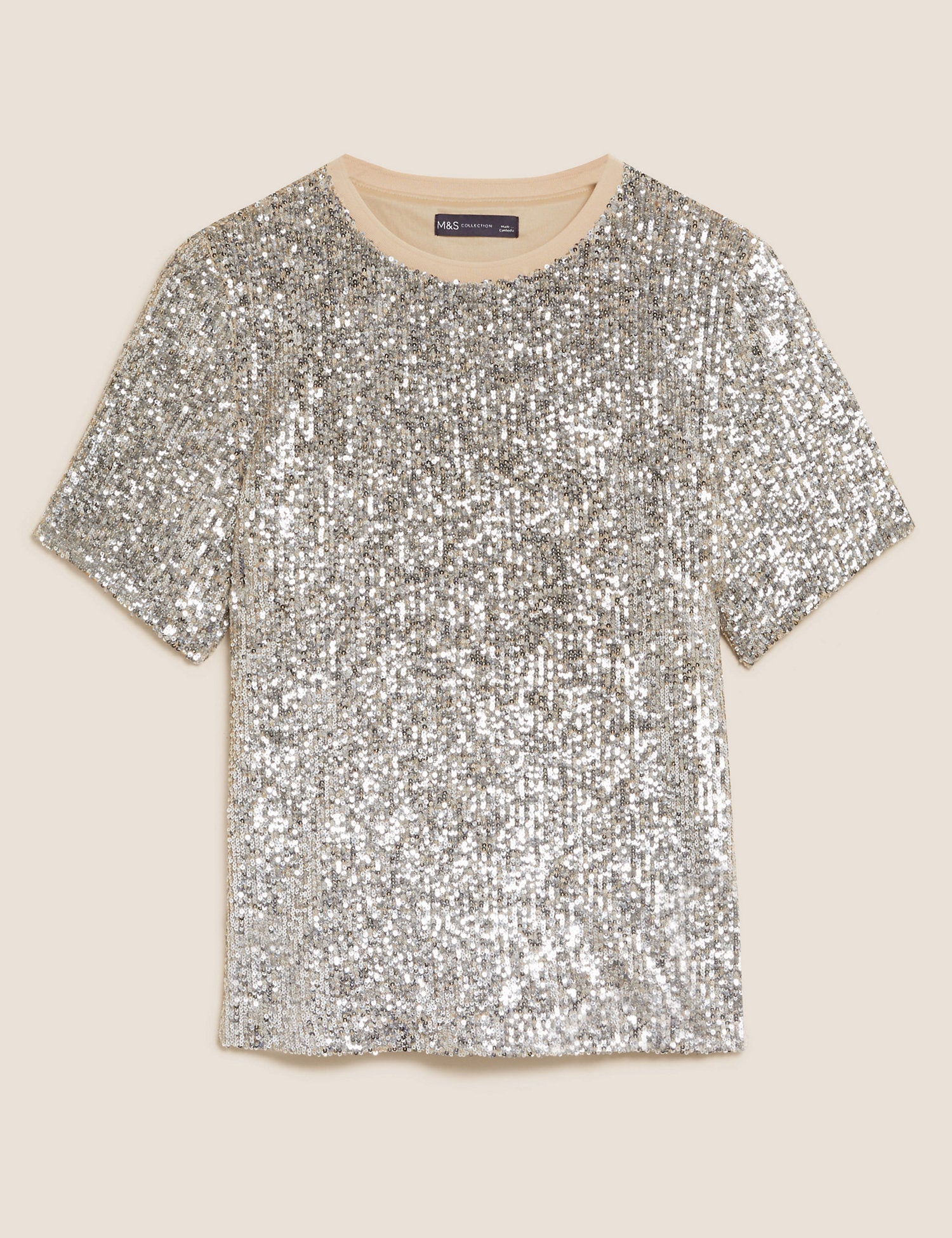 Sequin Round Neck Regular Fit Top