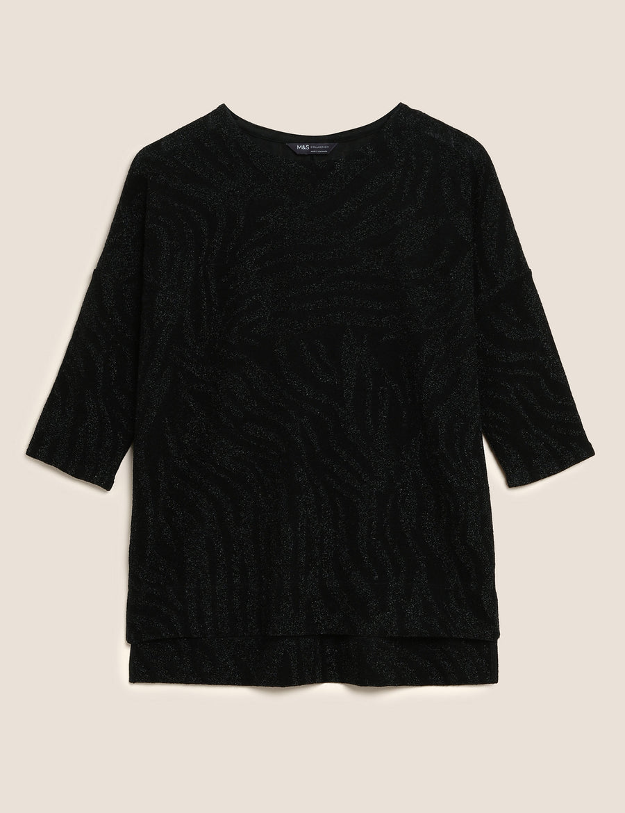 Sparkly Animal Print Regular Fit Top