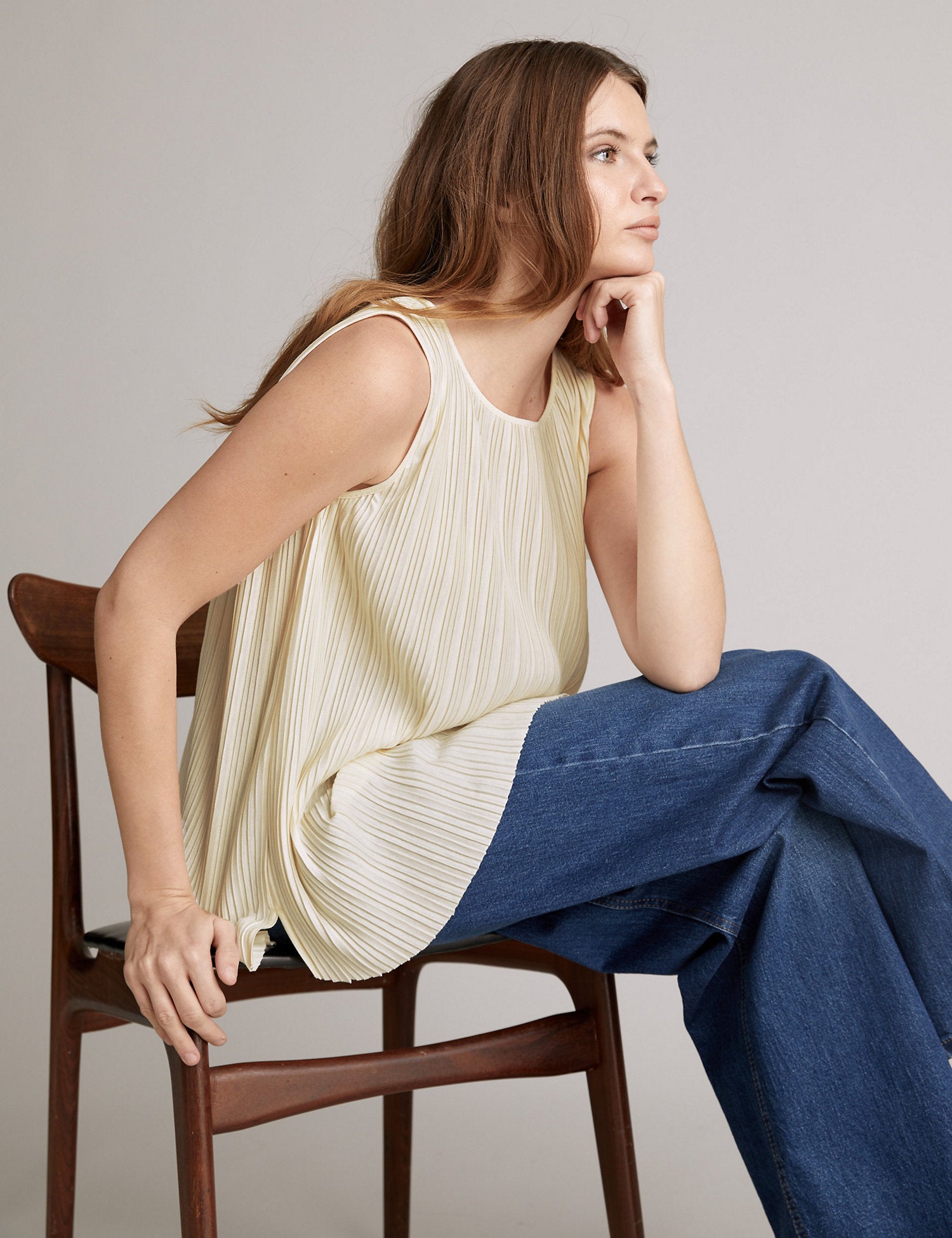 Plisse Sleeveless Shell Top