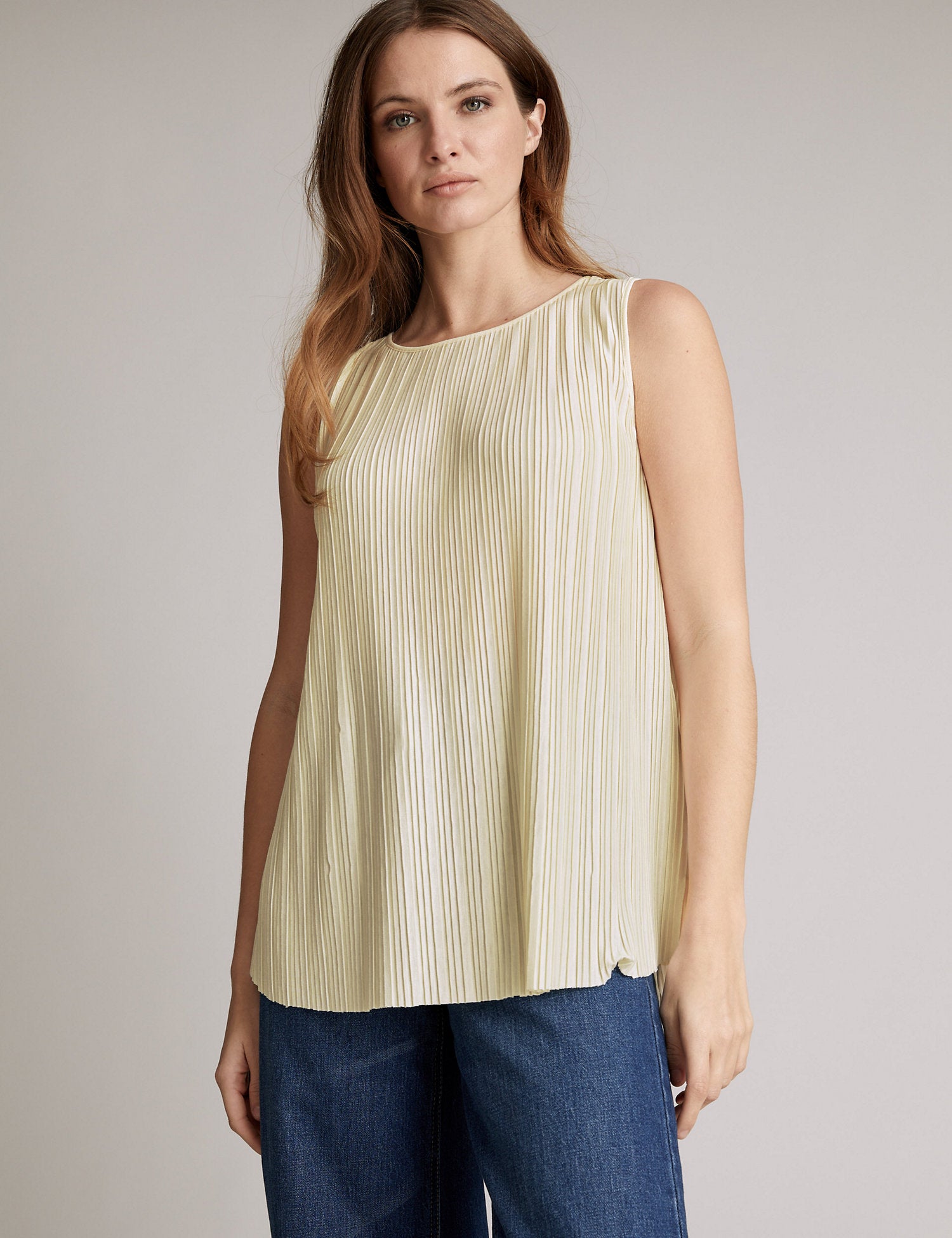 Plisse Sleeveless Shell Top