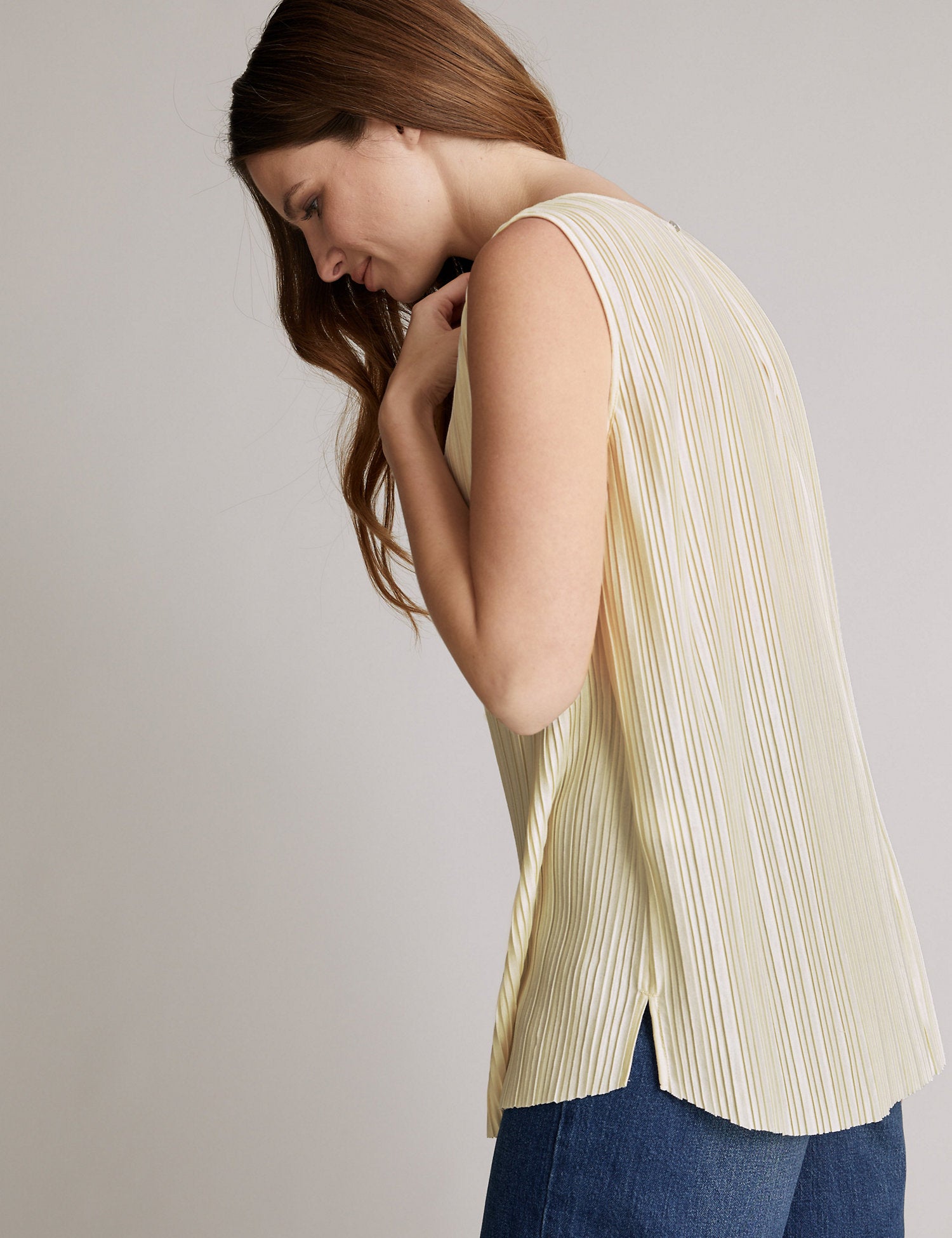 Plisse Sleeveless Shell Top
