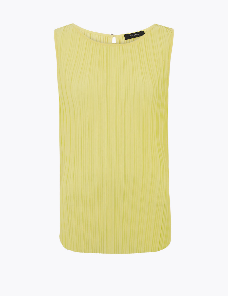 Plisse Sleeveless Shell Top