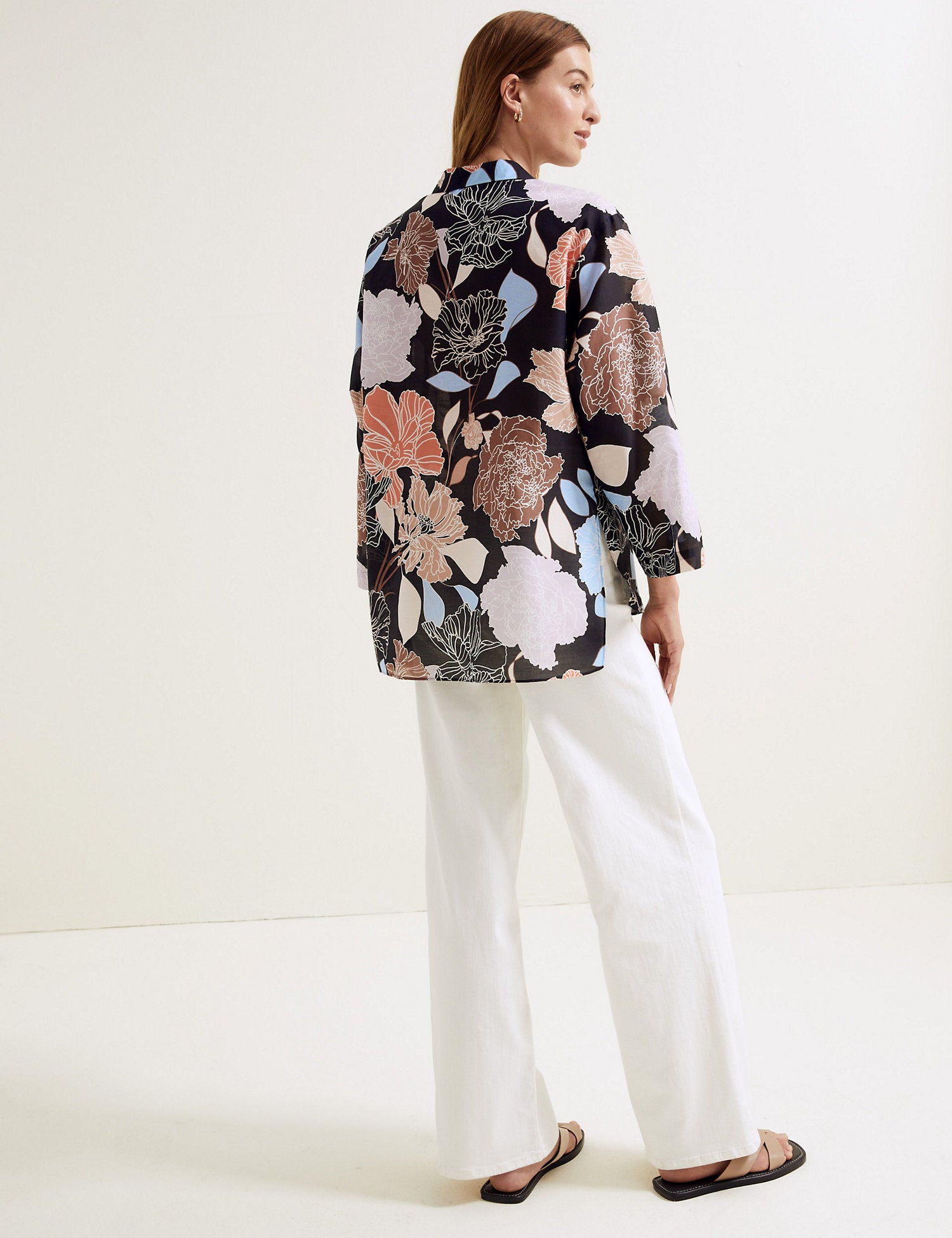 Silk Blend Floral Collared Shirt