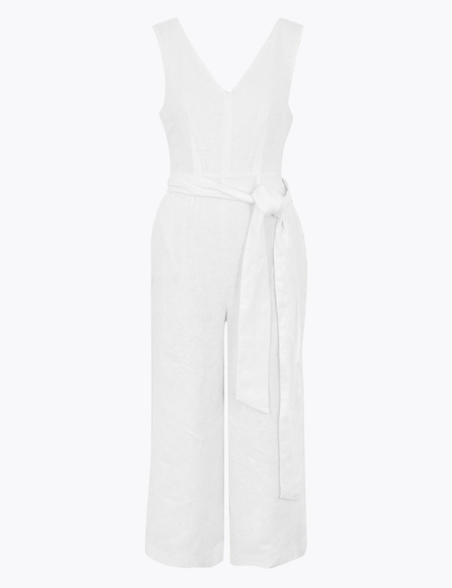 Pure Irish Linen Sleeveless Tailored Jumpsuit