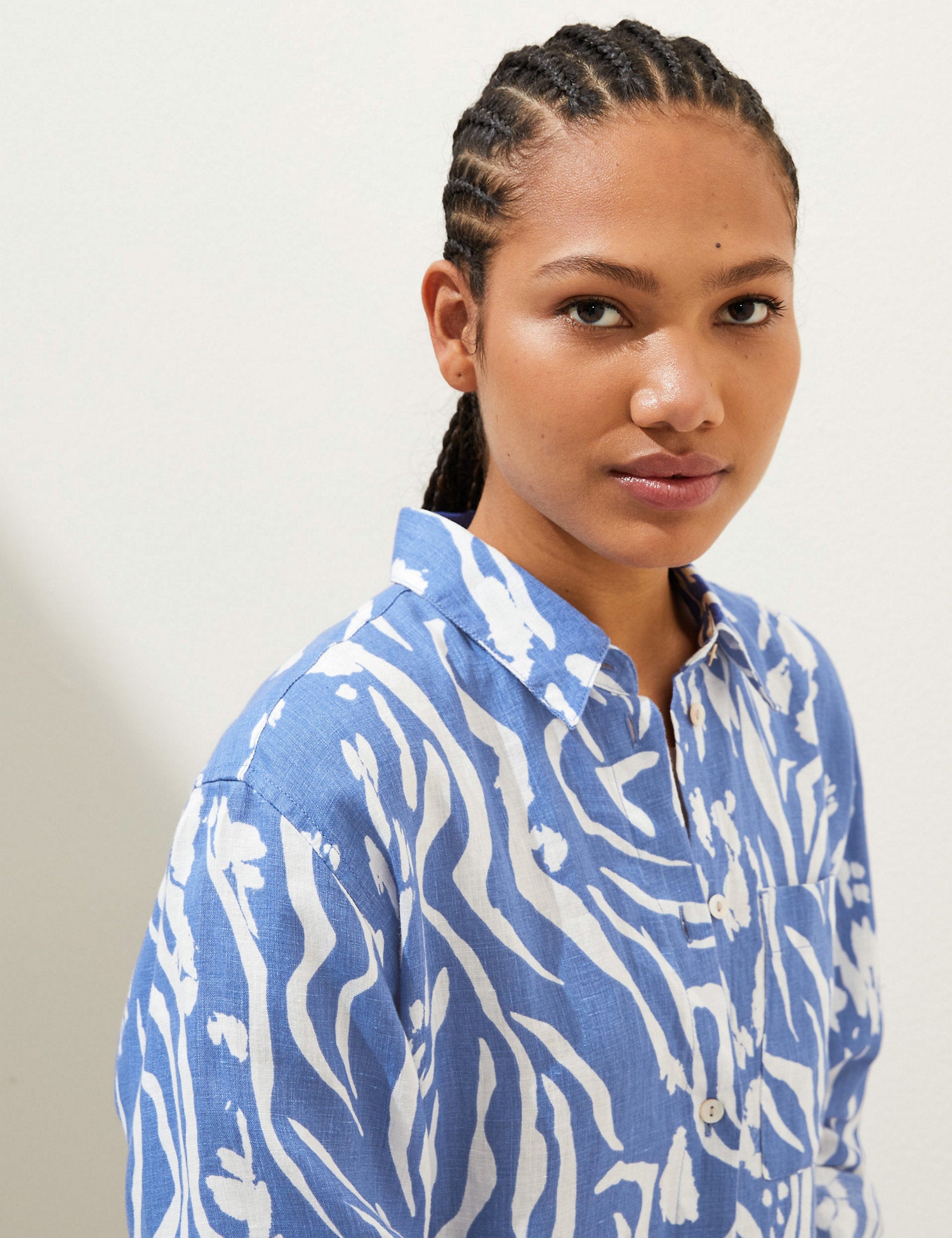 Pure Linen Printed Oversized Shirt