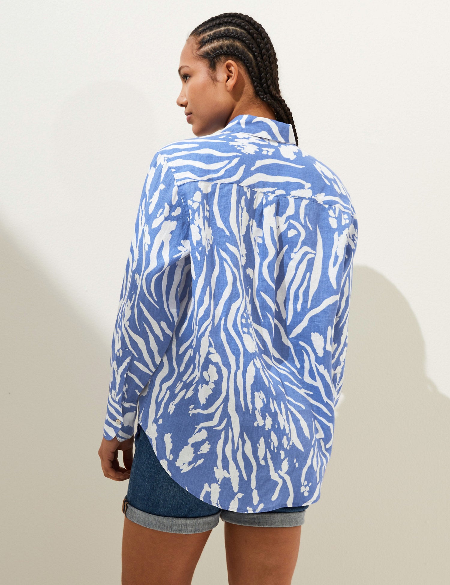 Pure Linen Printed Oversized Shirt