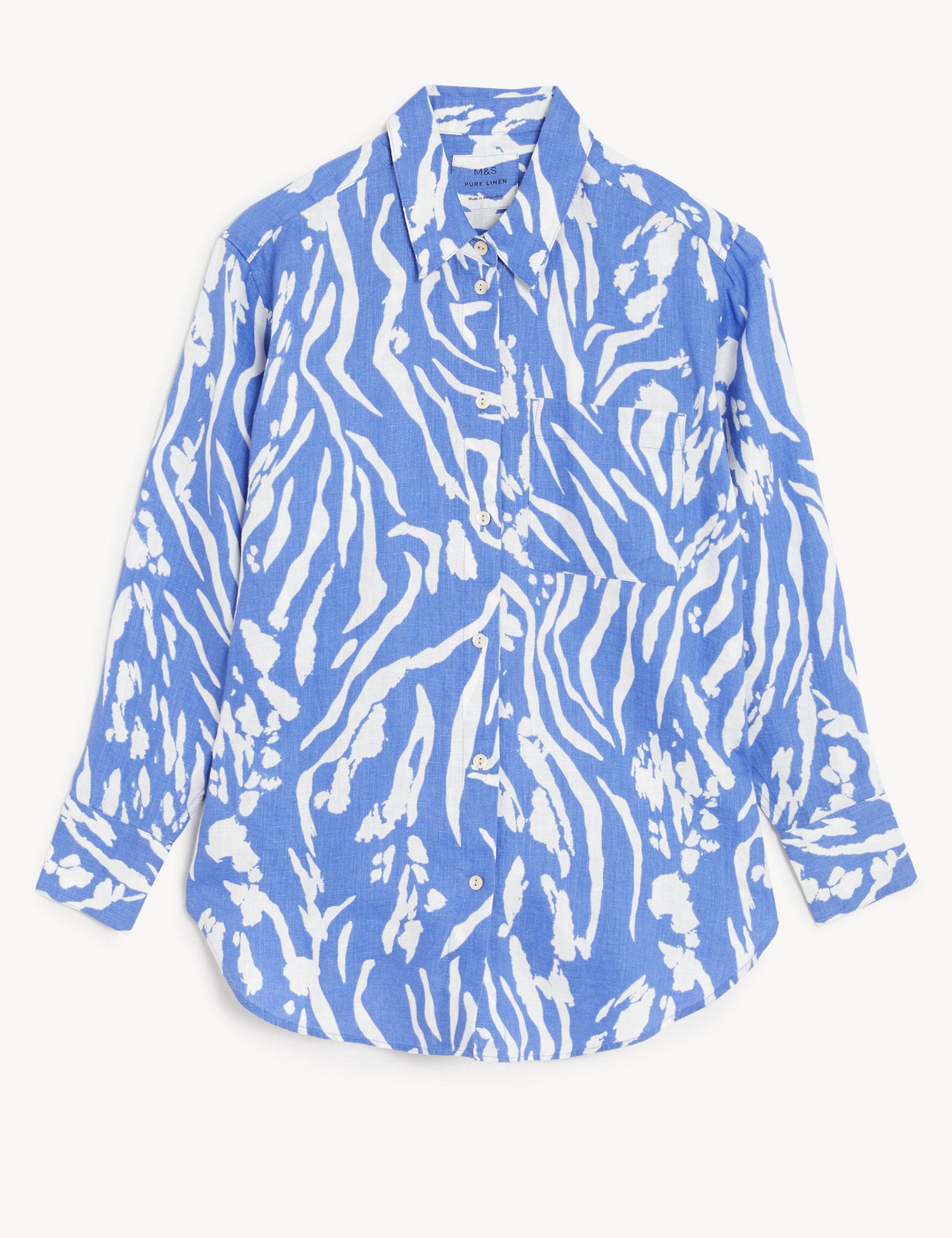 Pure Linen Printed Oversized Shirt