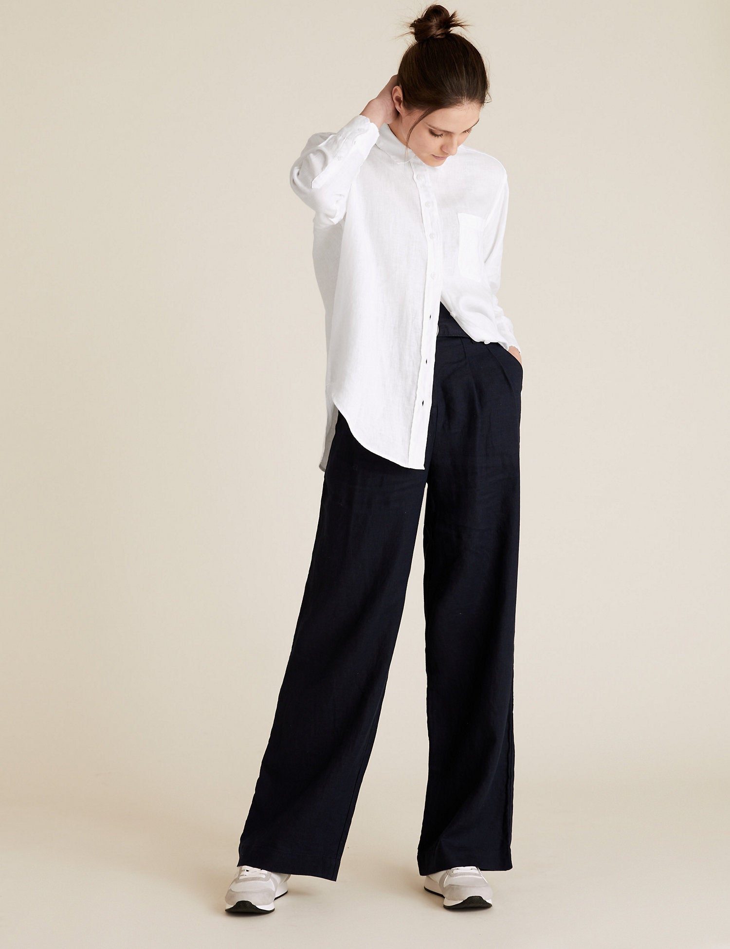 Pure Linen Oversized Long Sleeve Shirt
