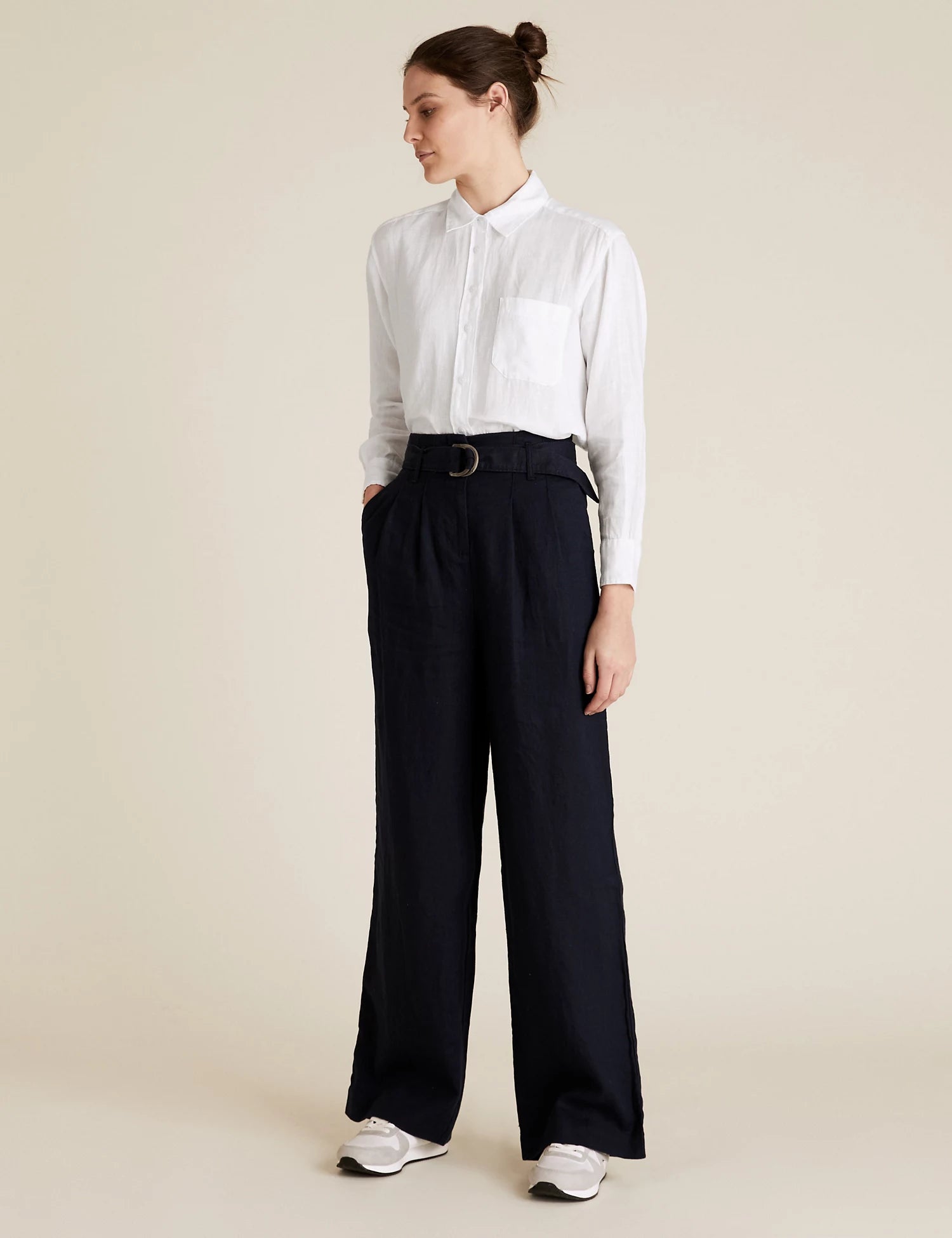 Pure Linen Oversized Long Sleeve Shirt